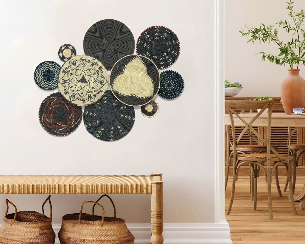 Set of 10 Handwoven wall baskets SET-410-10 N