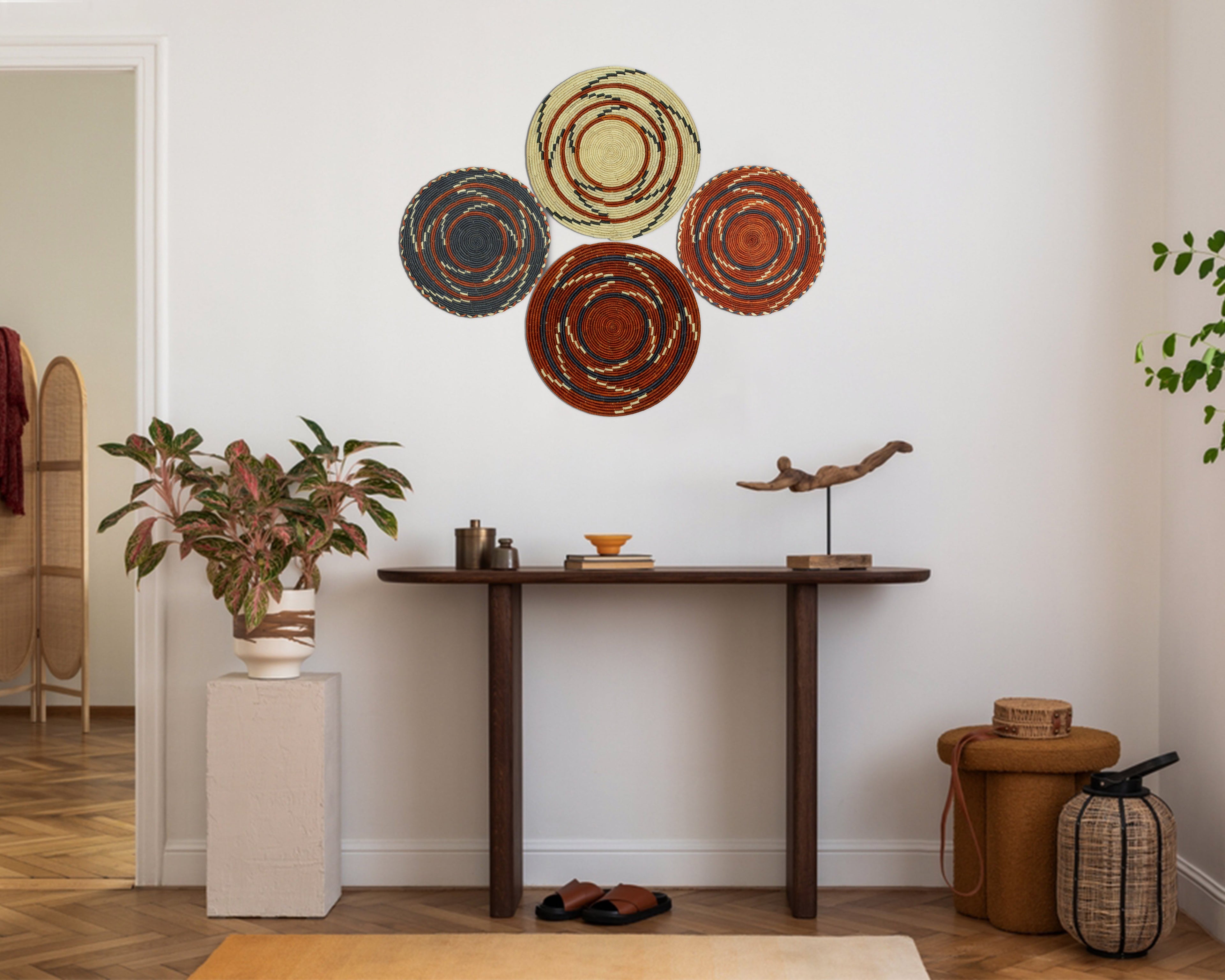 Set of 4 Handwoven wall baskets SET-228-4 N