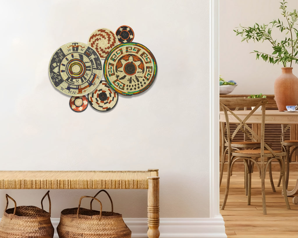 Set of 6 Handwoven wall baskets SET-283-6 N