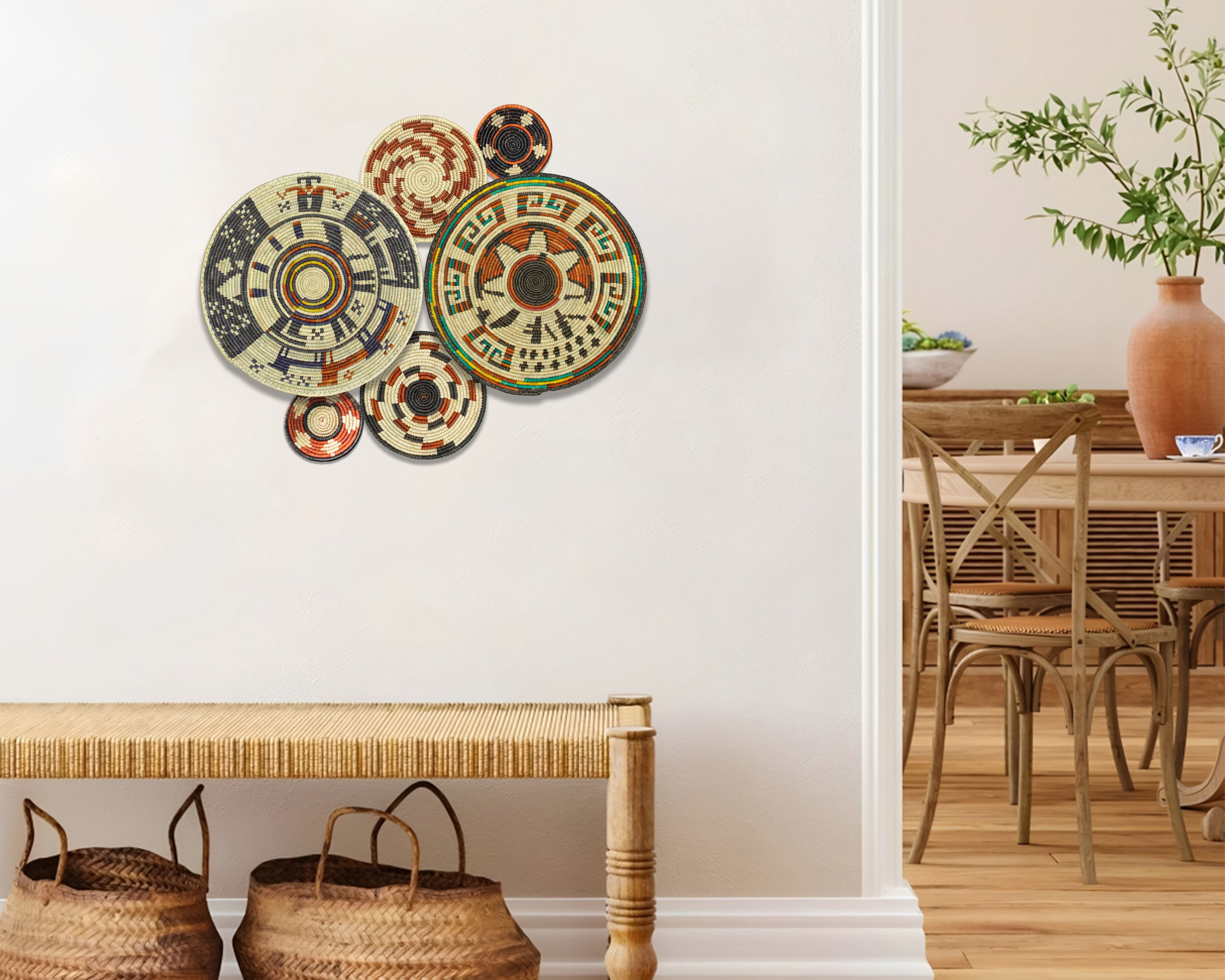 Set of 6 Handwoven wall baskets SET-283-6 N