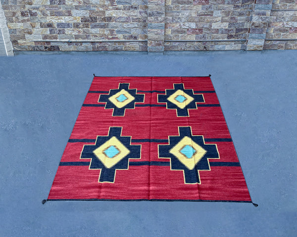 Four Corners Large Southwestern-Inspired Wool Dhurrie - 8x10 ft