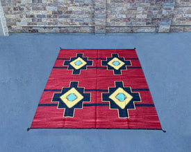 Four Corners Large Southwestern-Inspired Wool Dhurrie - 8x10 ft