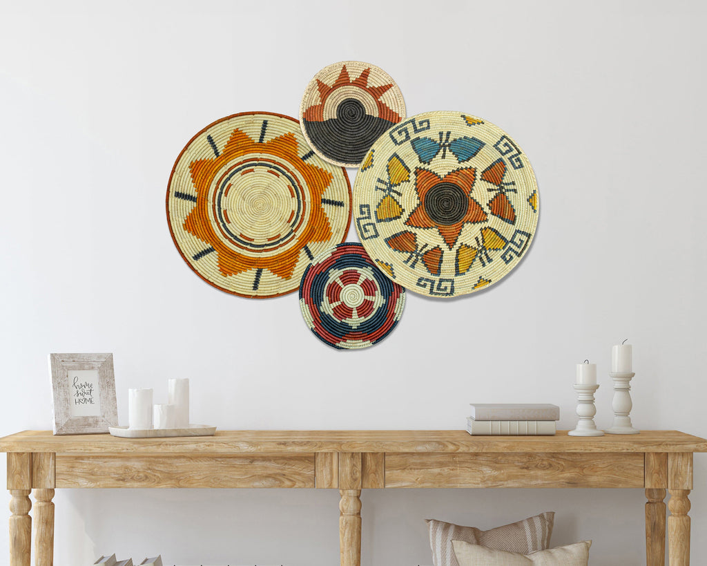 Set of 4 Handwoven wall baskets SET-237-4 N