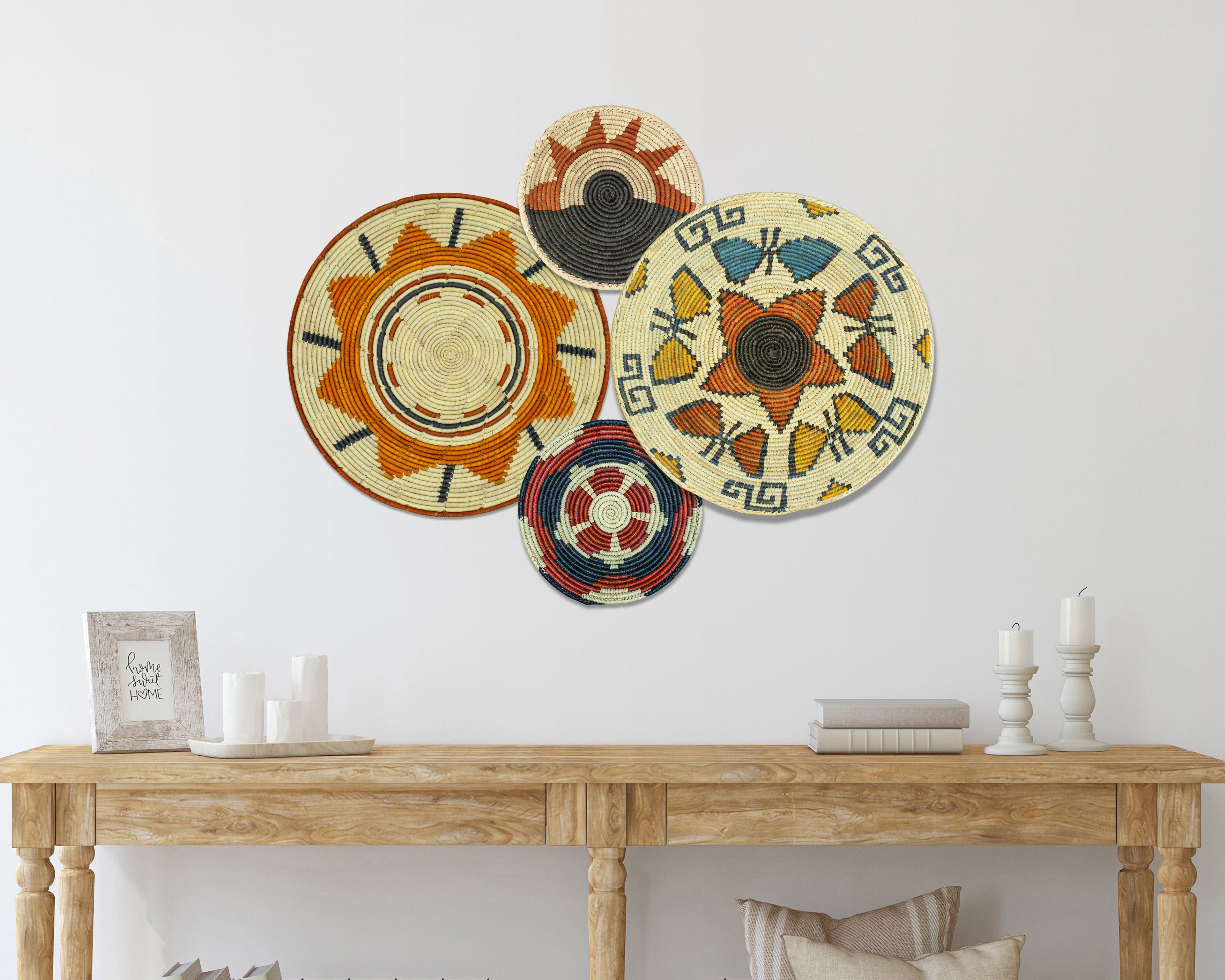 Set of 4 Handwoven wall baskets SET-237-4 N