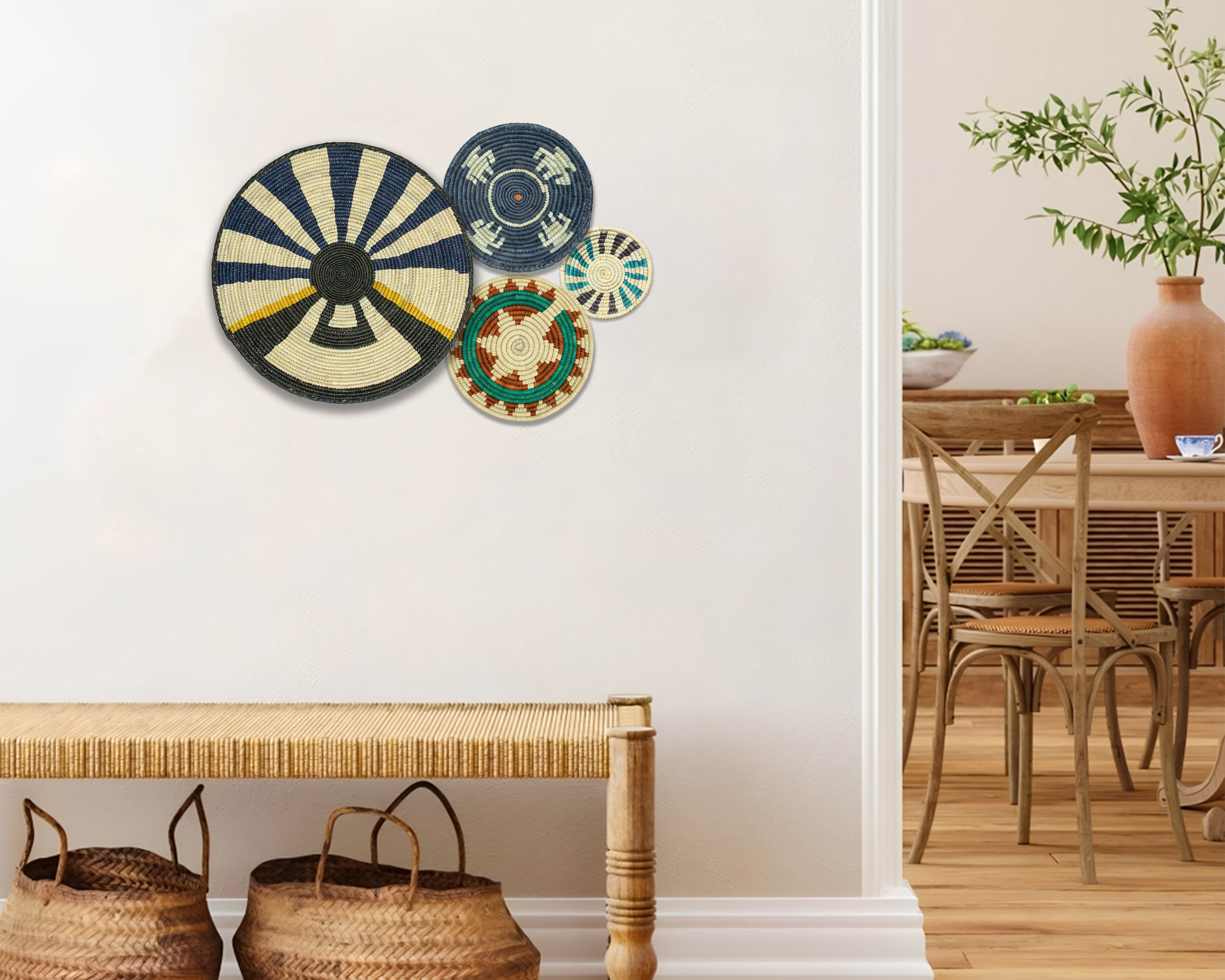 Set of 4 Handwoven wall baskets SET-236-4 N