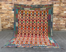 Afghan Maimana Wool Kilim - 10x7 ft