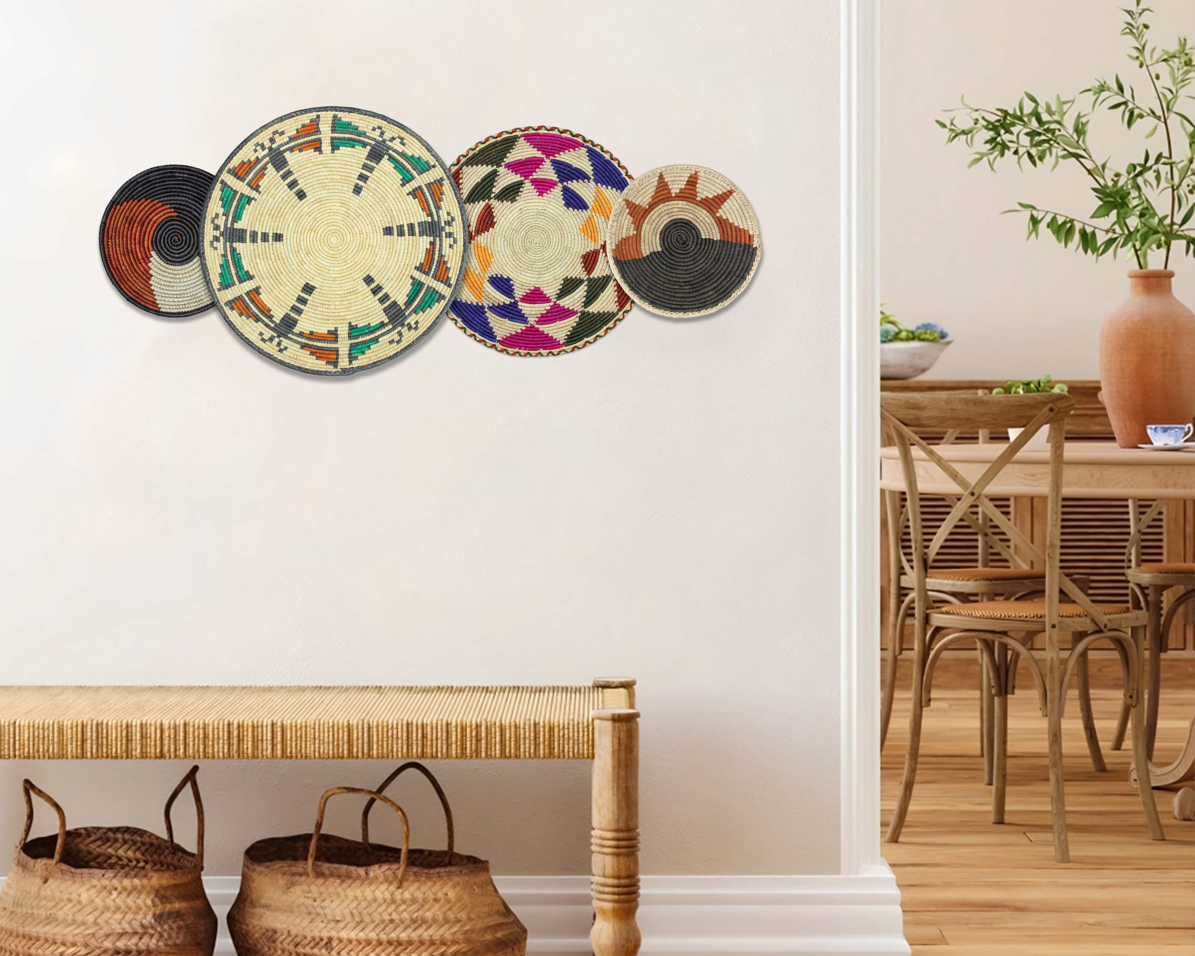 Set of 4 Handwoven wall baskets SET-240-4 N