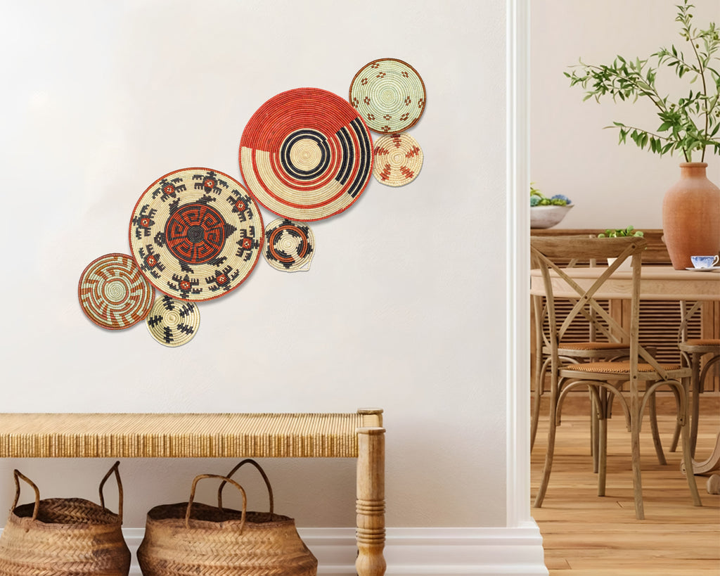 Set of 7 Handwoven wall baskets Set 303-7-N