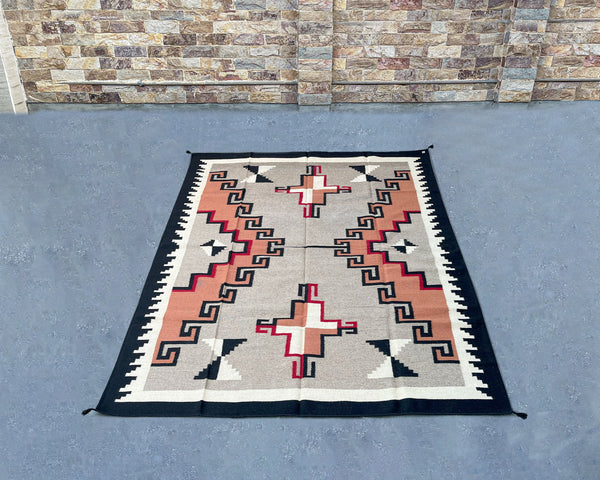 Storm Shrine Large Southwestern-Inspired Wool Dhurrie - 8x10 ft