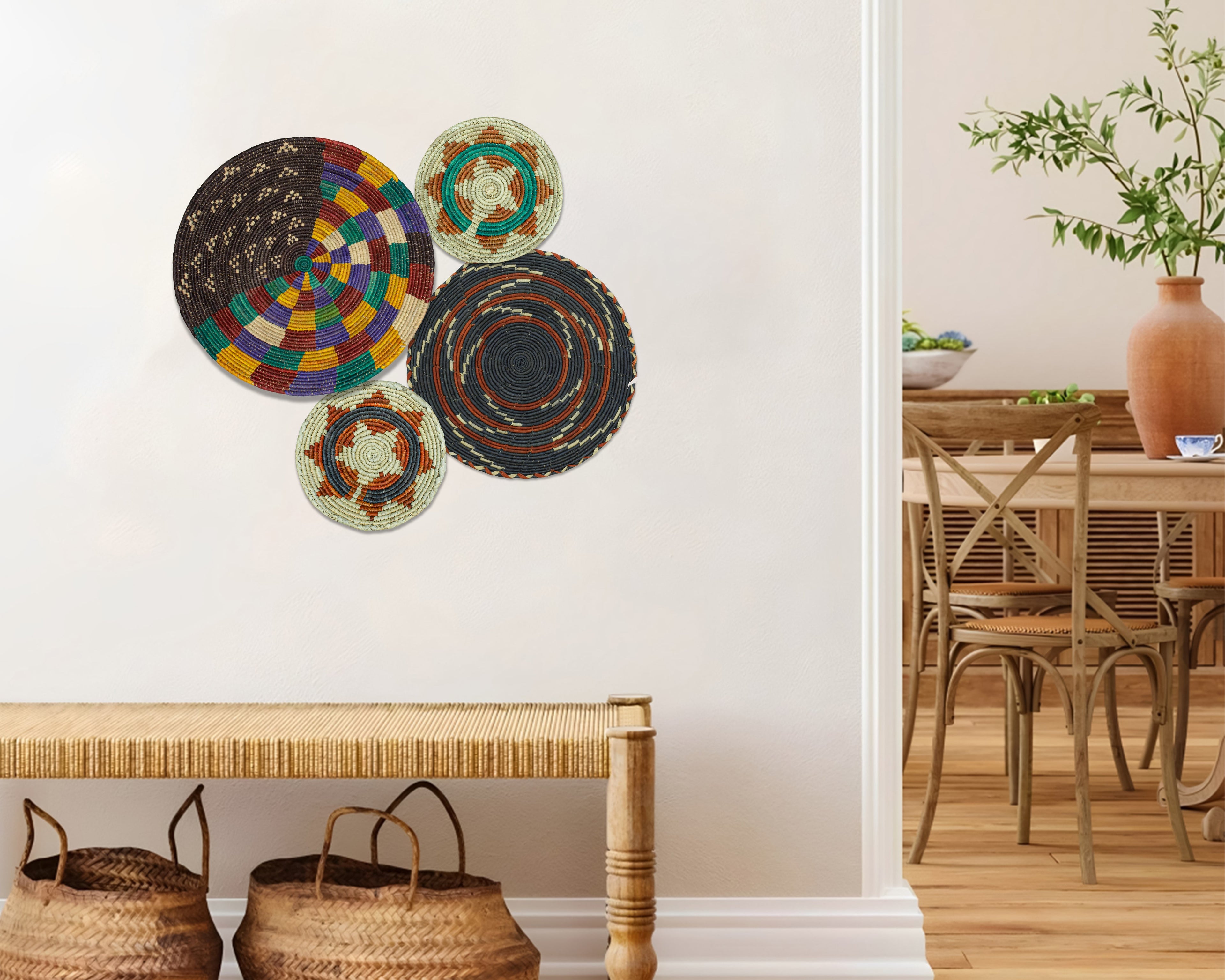 Set of 4 Handwoven wall baskets SET-238-4 N