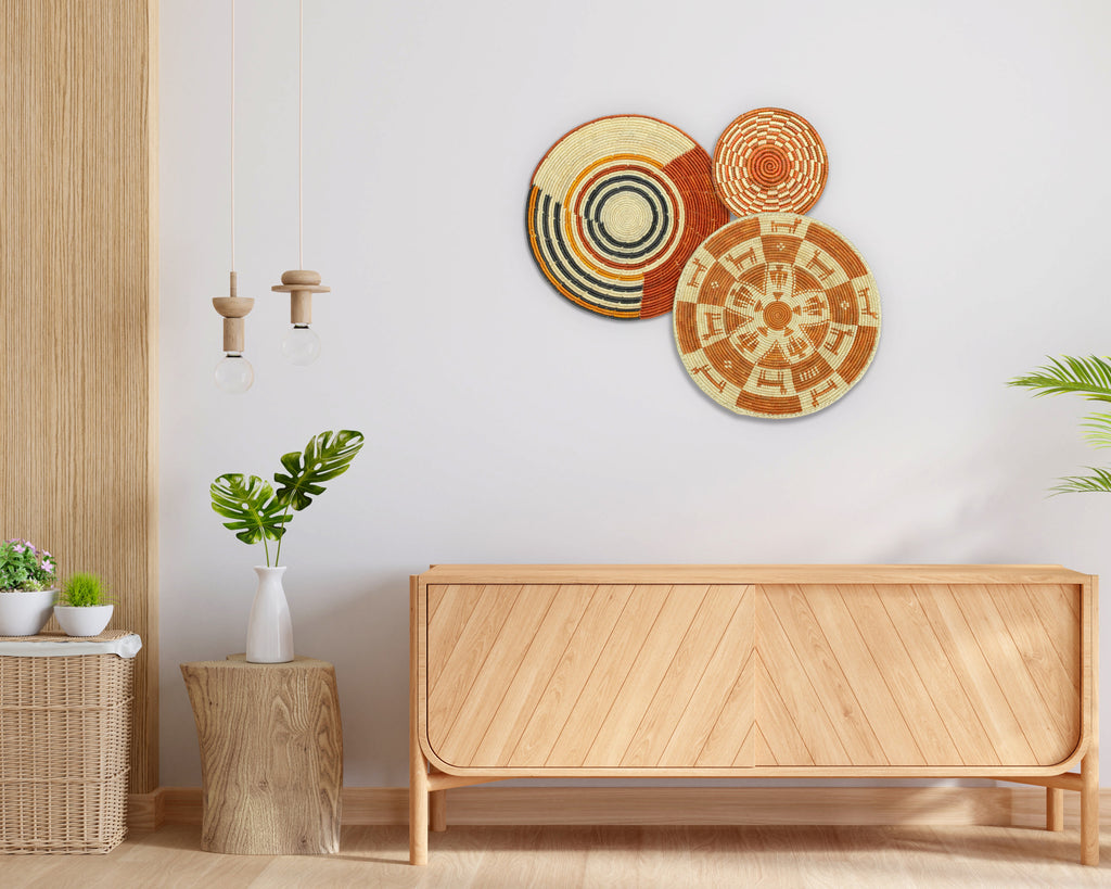 Set of 3 Handwoven wall baskets SET-208-3 N