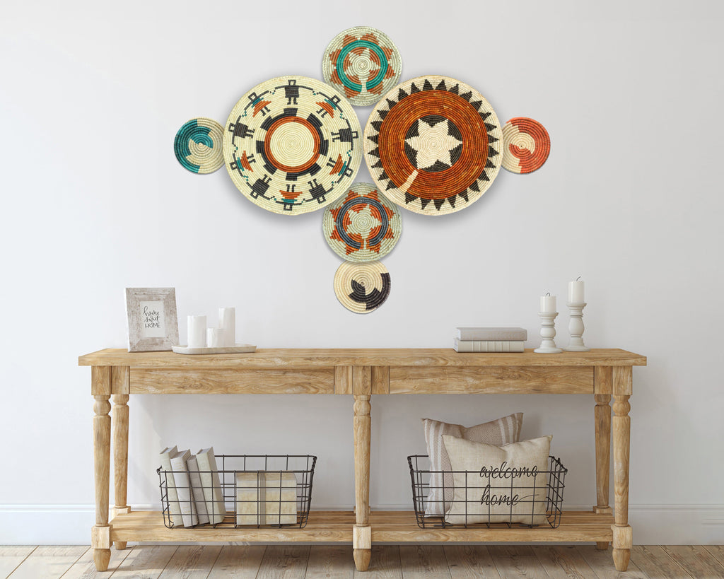 Set of 7 Handwoven wall baskets Set 301-7-N