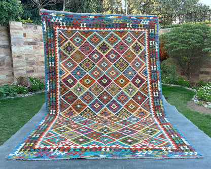 Afghan Chobi Wool Kilim - 10x7 ft KL-186-70