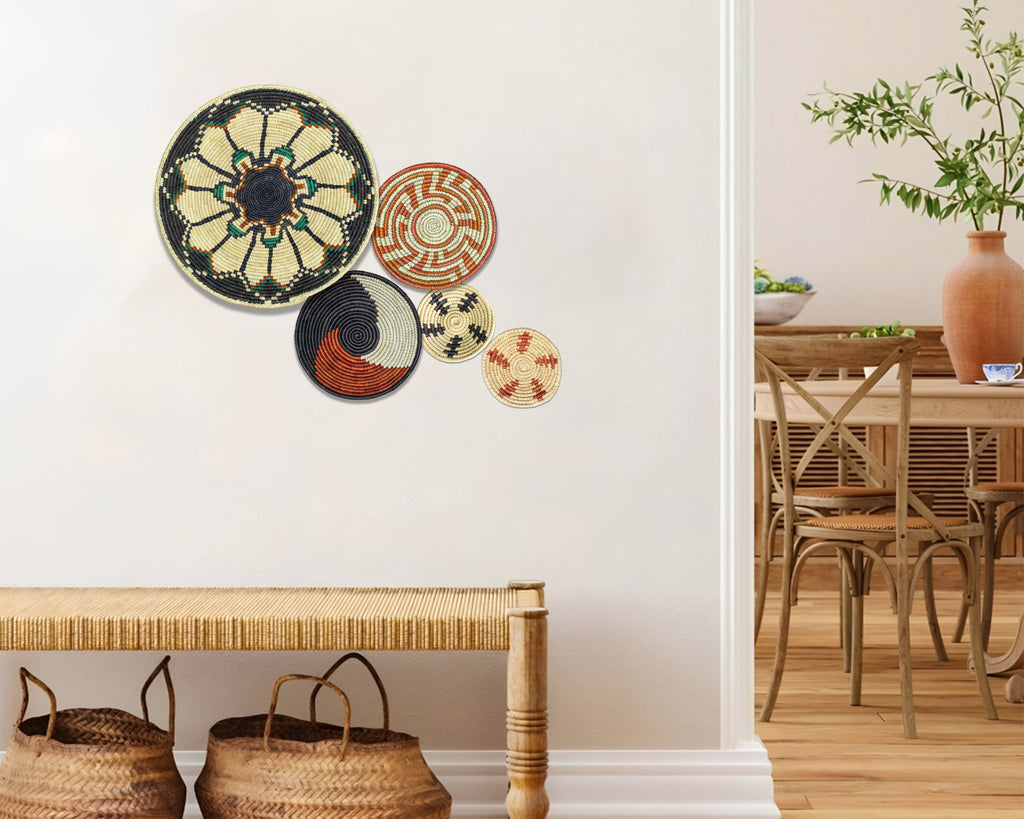 Set of 5 Handwoven wall baskets SET-67-5 N