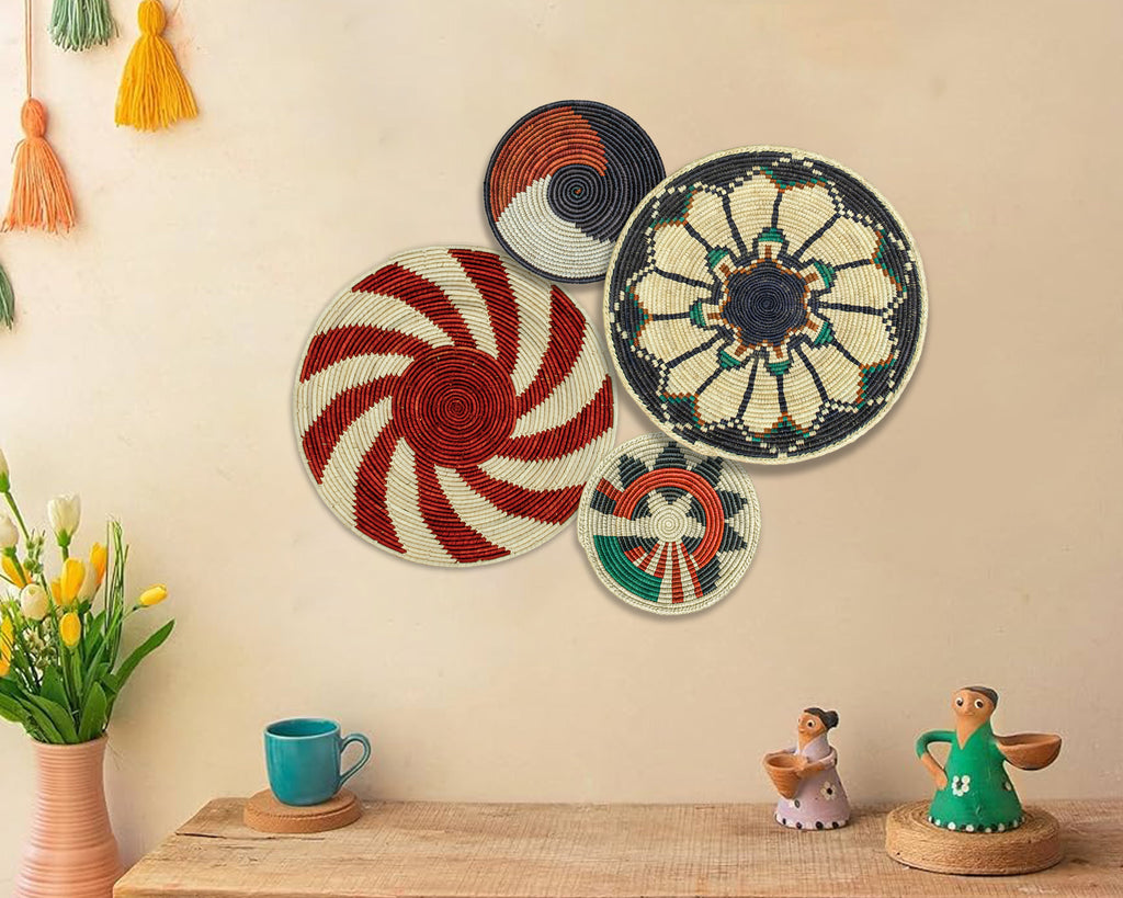 Set of 4 Handwoven wall baskets SET-230-4 N