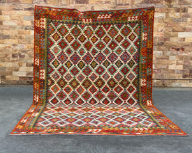 Afghan Maimana Wool Kilim - 10x7 ft