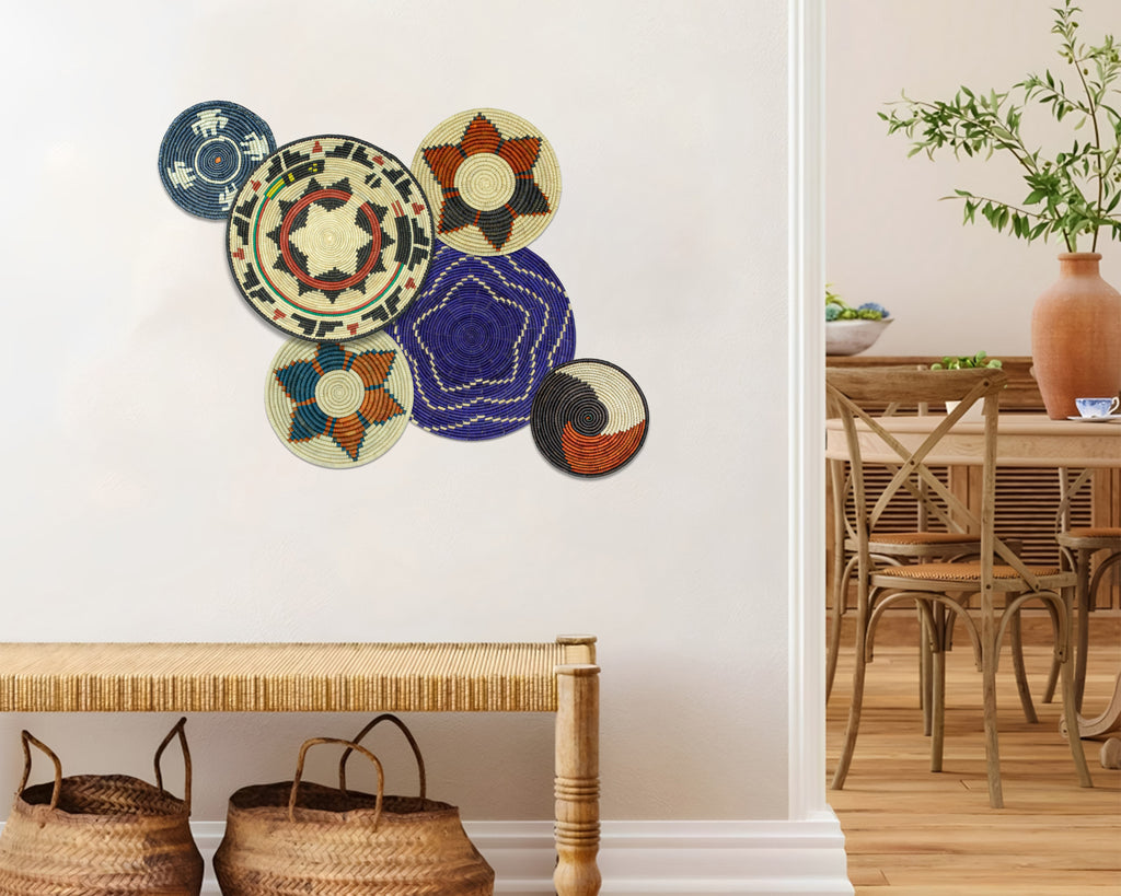 Set of 6 Handwoven wall baskets SET-282-6 N