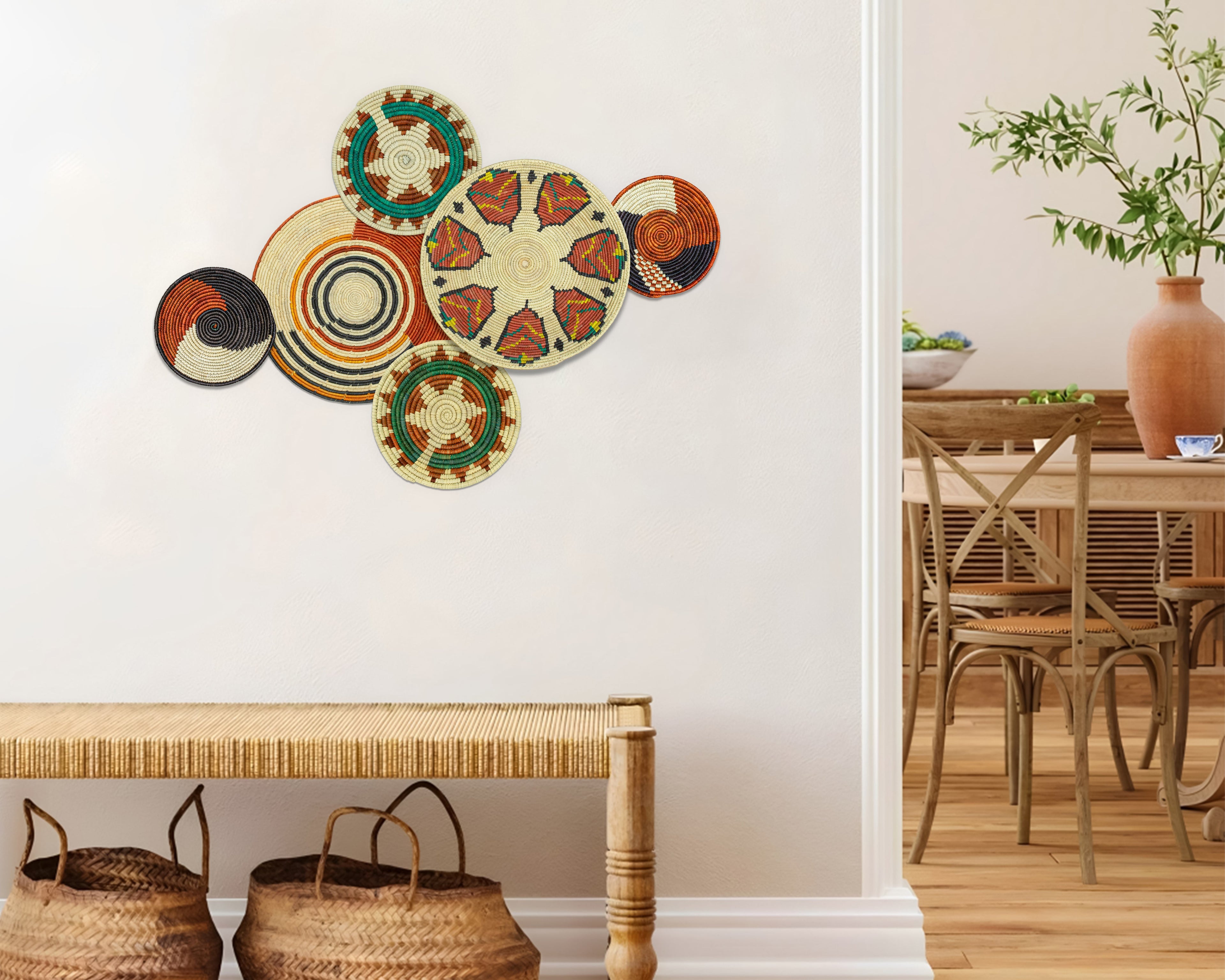 Set of 6 Handwoven wall baskets SET-281-6 N