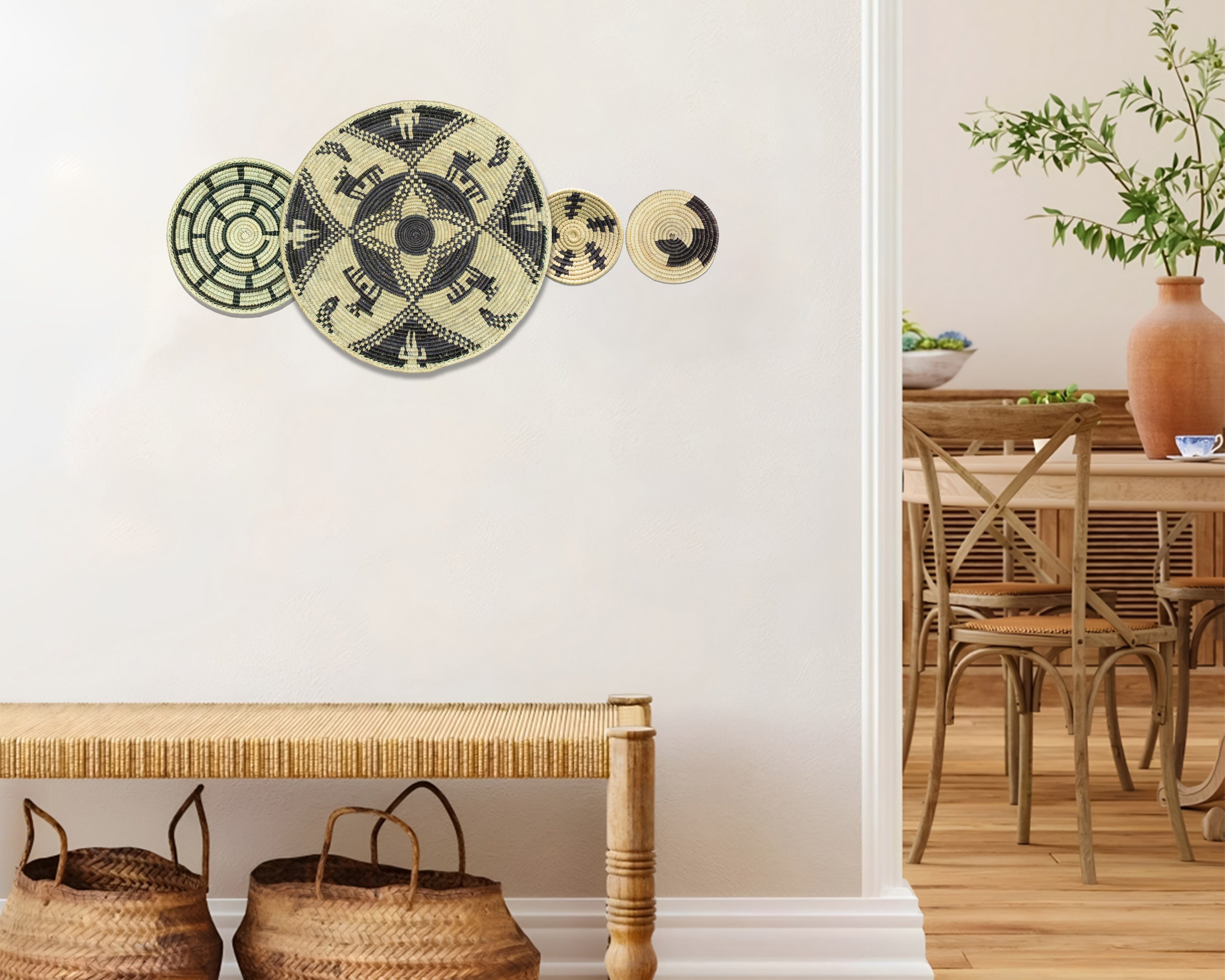 Set of 4 Handwoven wall baskets SET-239-4 N