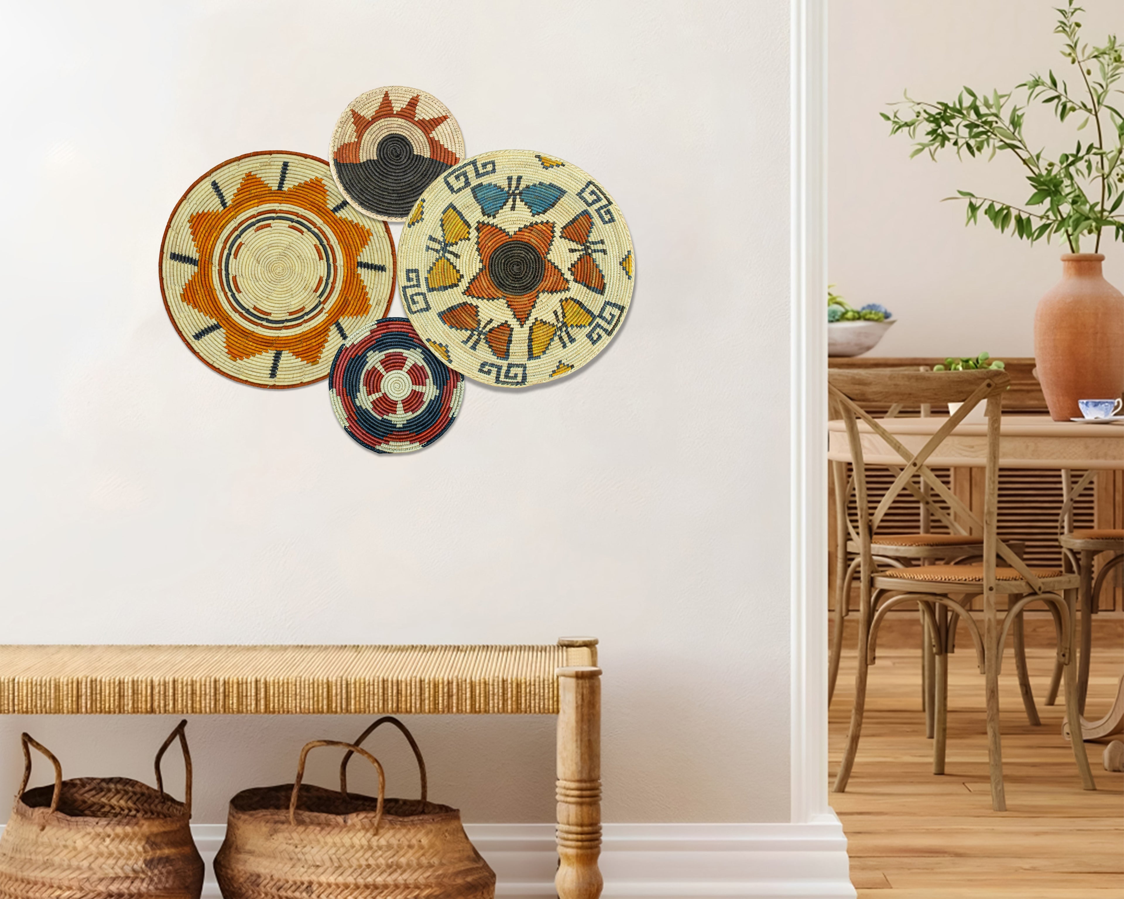 Set of 4 Handwoven wall baskets SET-237-4 N