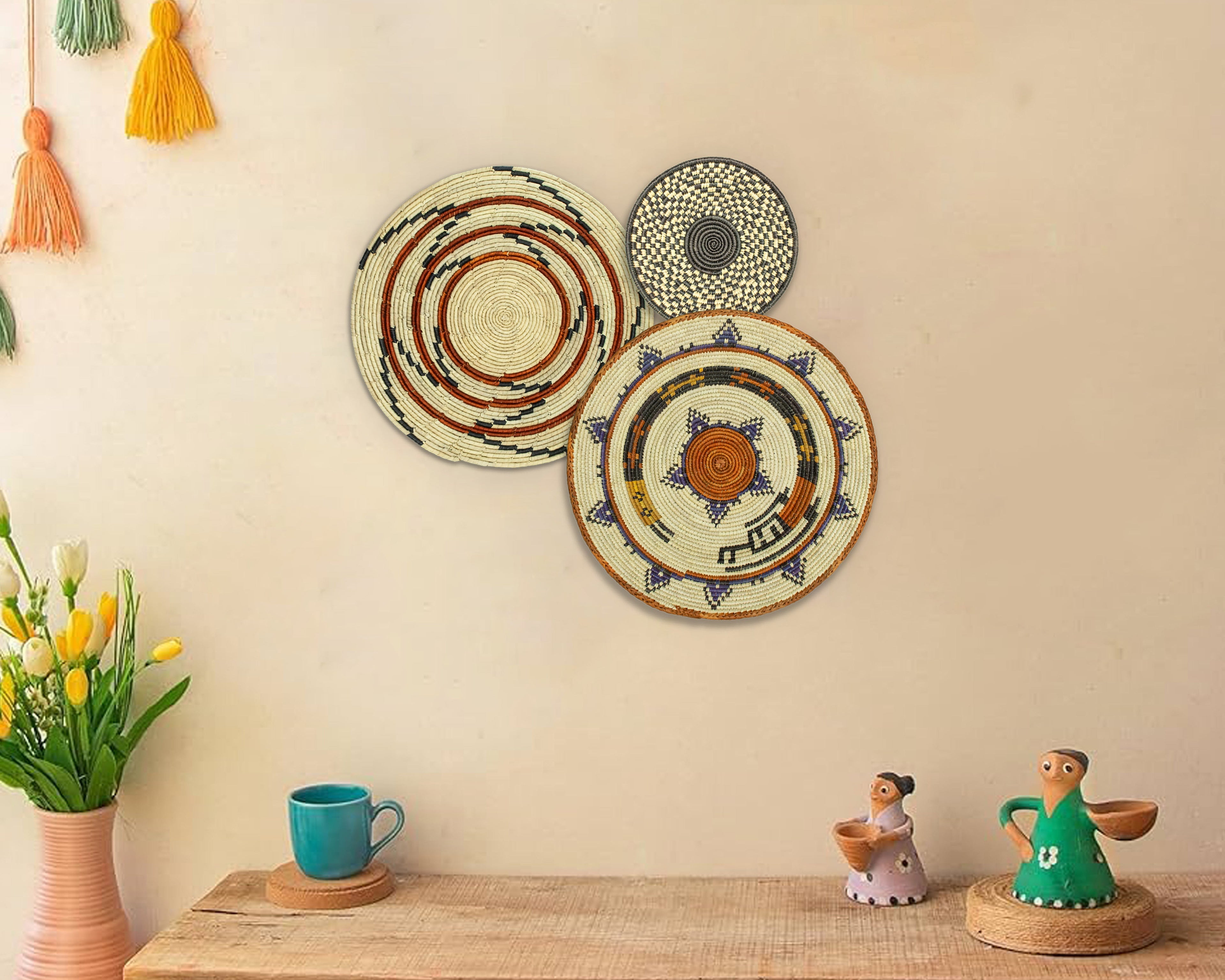 Set of 3 Handwoven wall baskets SET-209-3 N