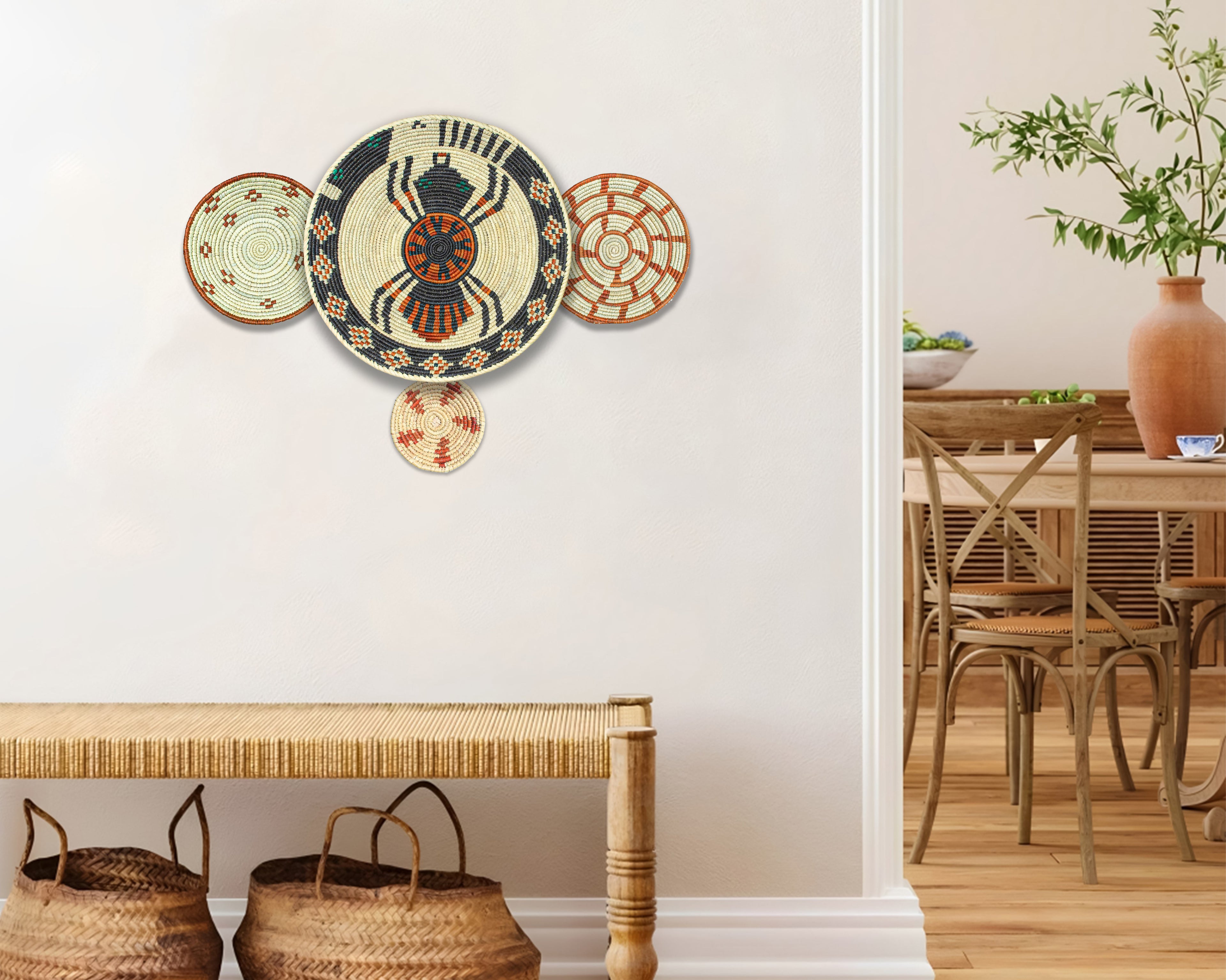 Set of 4 Handwoven wall baskets SET-235-4 N