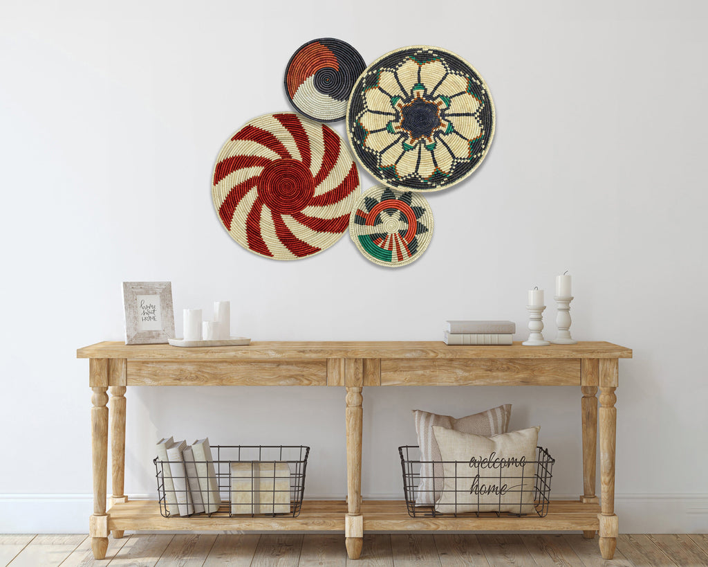 Set of 4 Handwoven wall baskets SET-230-4 N