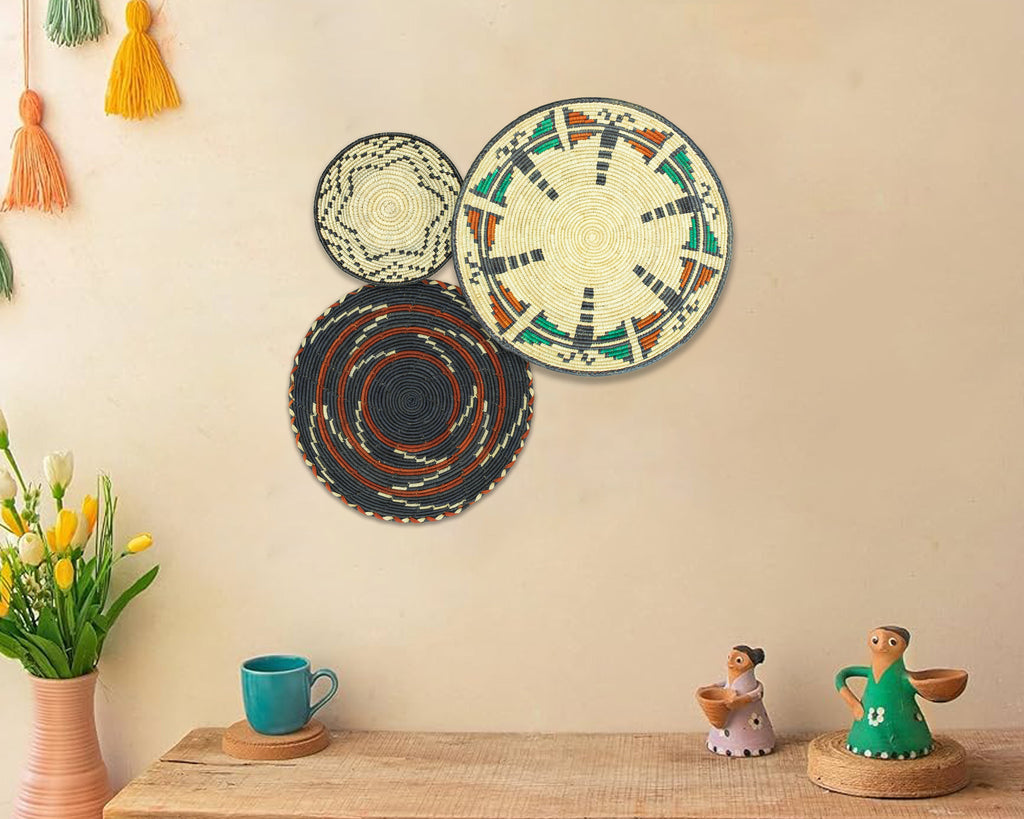 Set of 3 Handwoven wall baskets SET-213-3 N