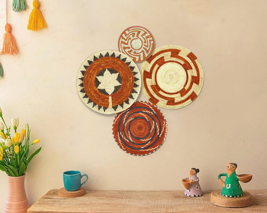 Set of 4 Handwoven wall baskets SET-226-4 N