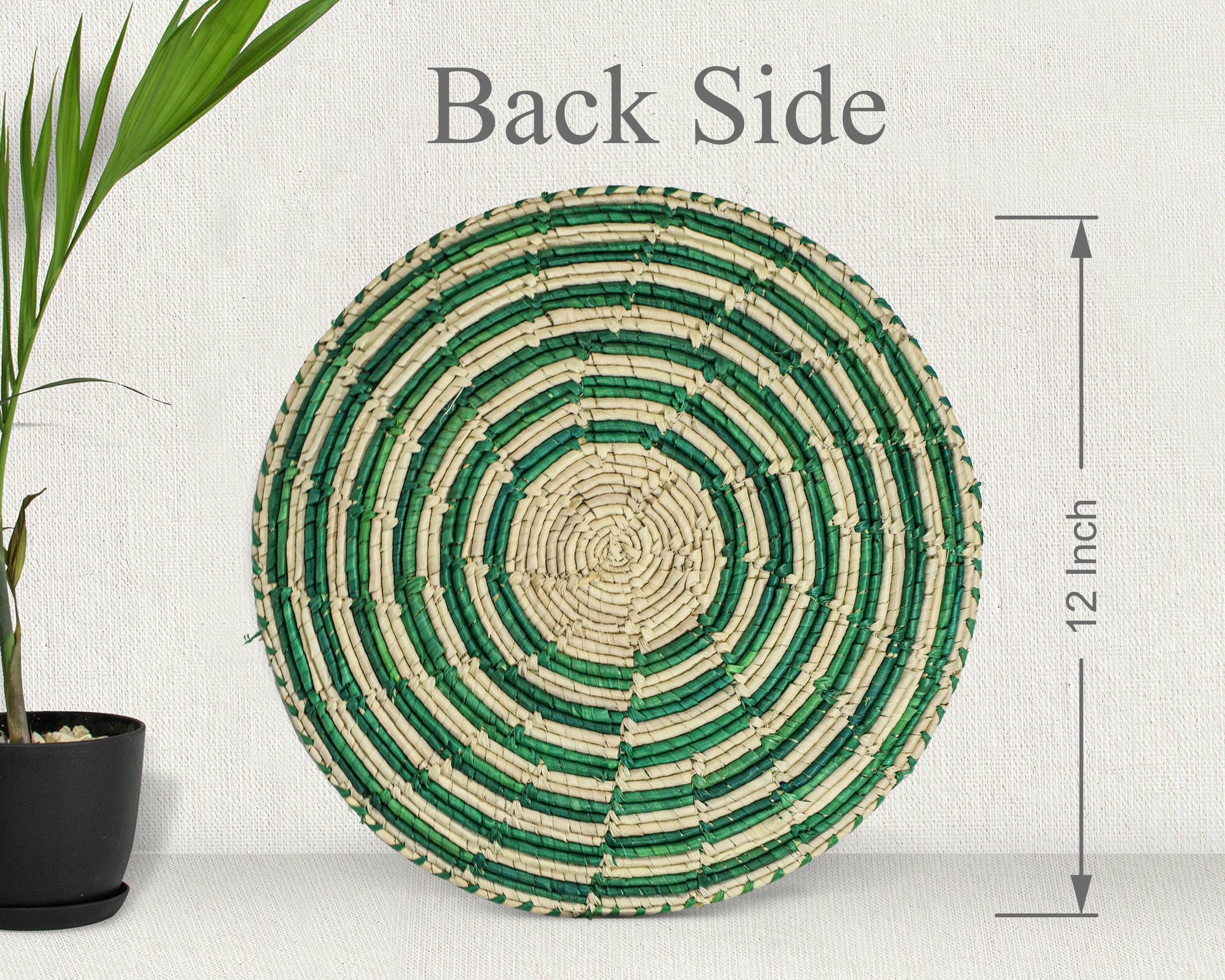 Green Waves Flat Basket 12-inch