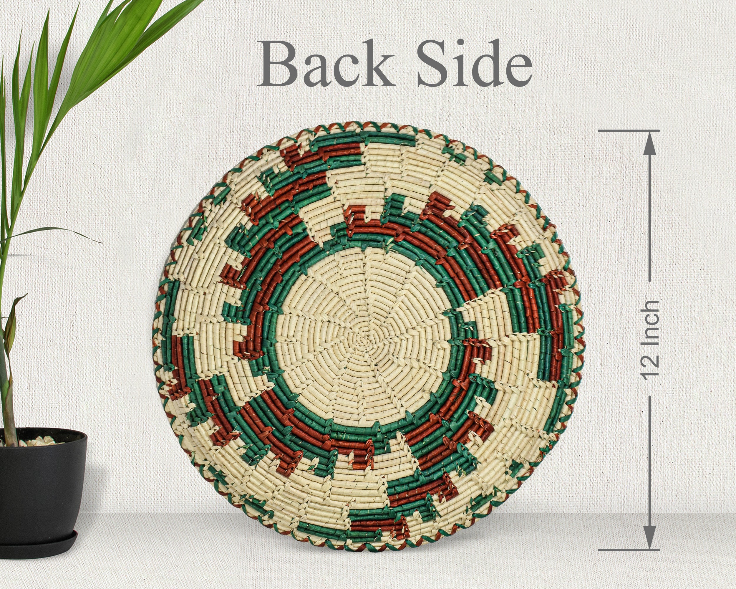 Turqouise Fan Flat Basket 12-inch