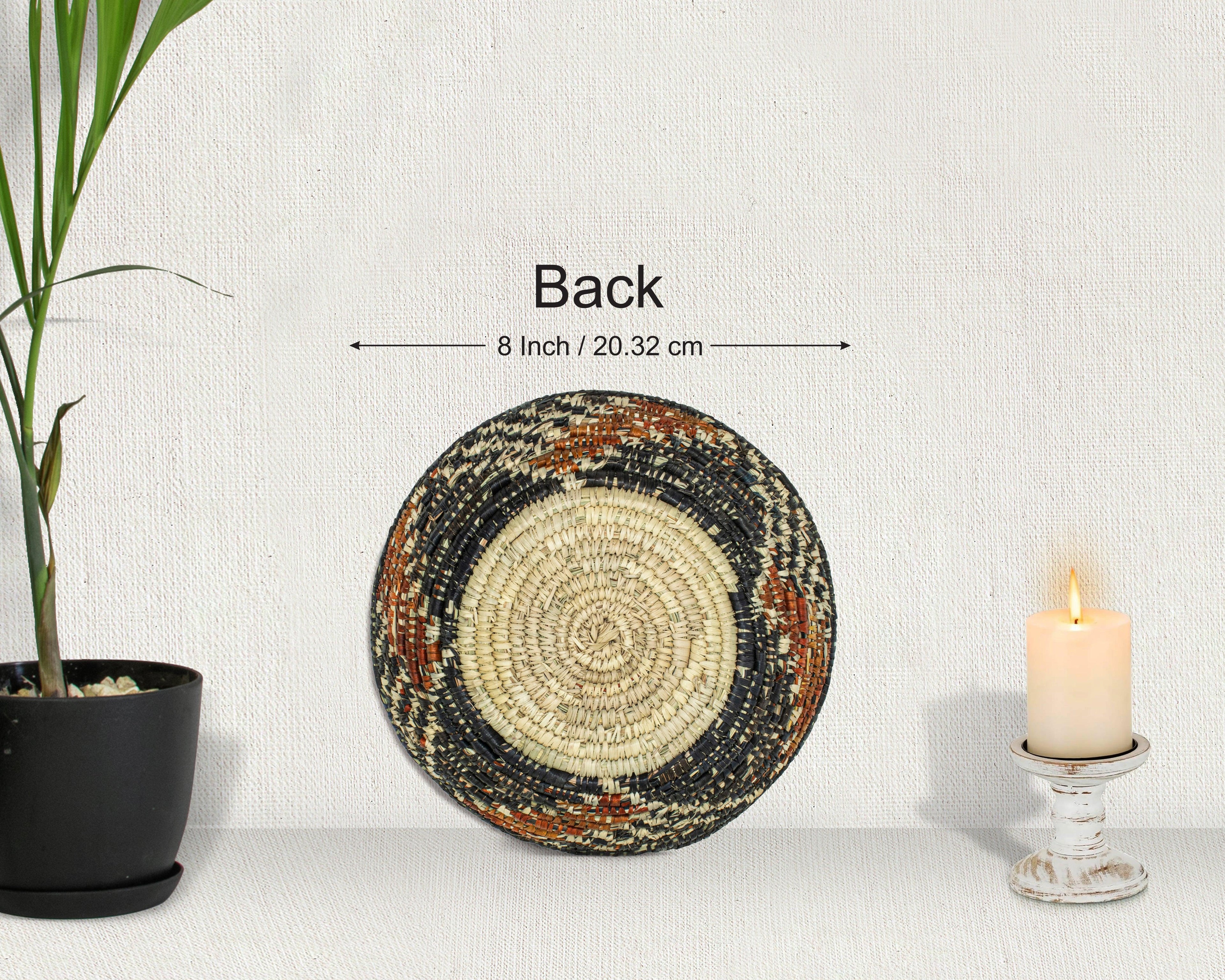 Intricate Desert Black Bowl Basket 8-inch LBW-455-7 B