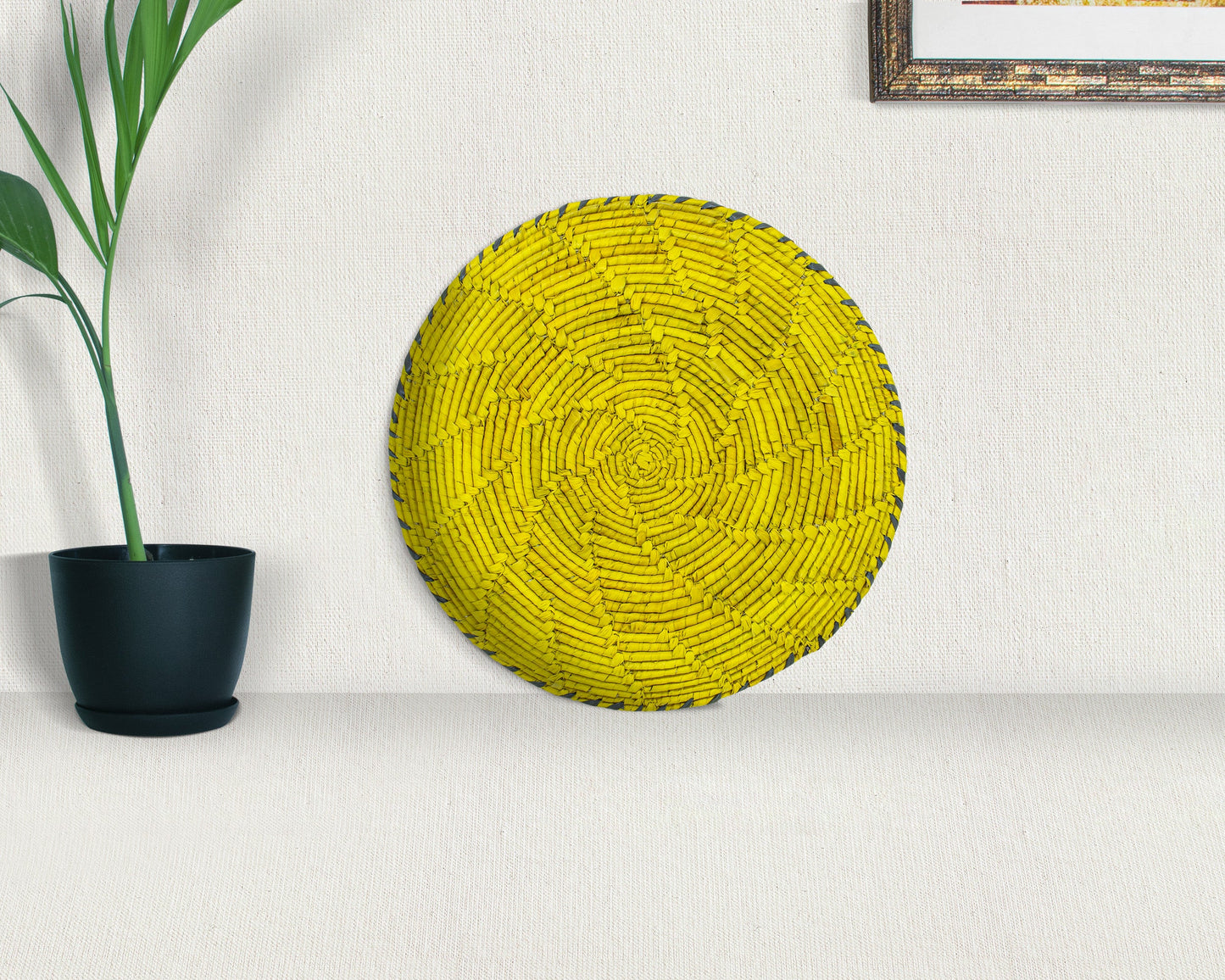 Bright Yellow Plain Flat Basket 12-Inch Pl-032-12