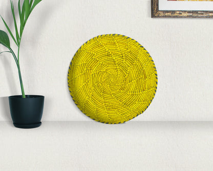 Bright Yellow Plain Flat Basket 12-Inch Pl-032-12