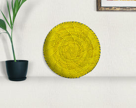 Bright Yellow Plain Flat Basket 12-Inch