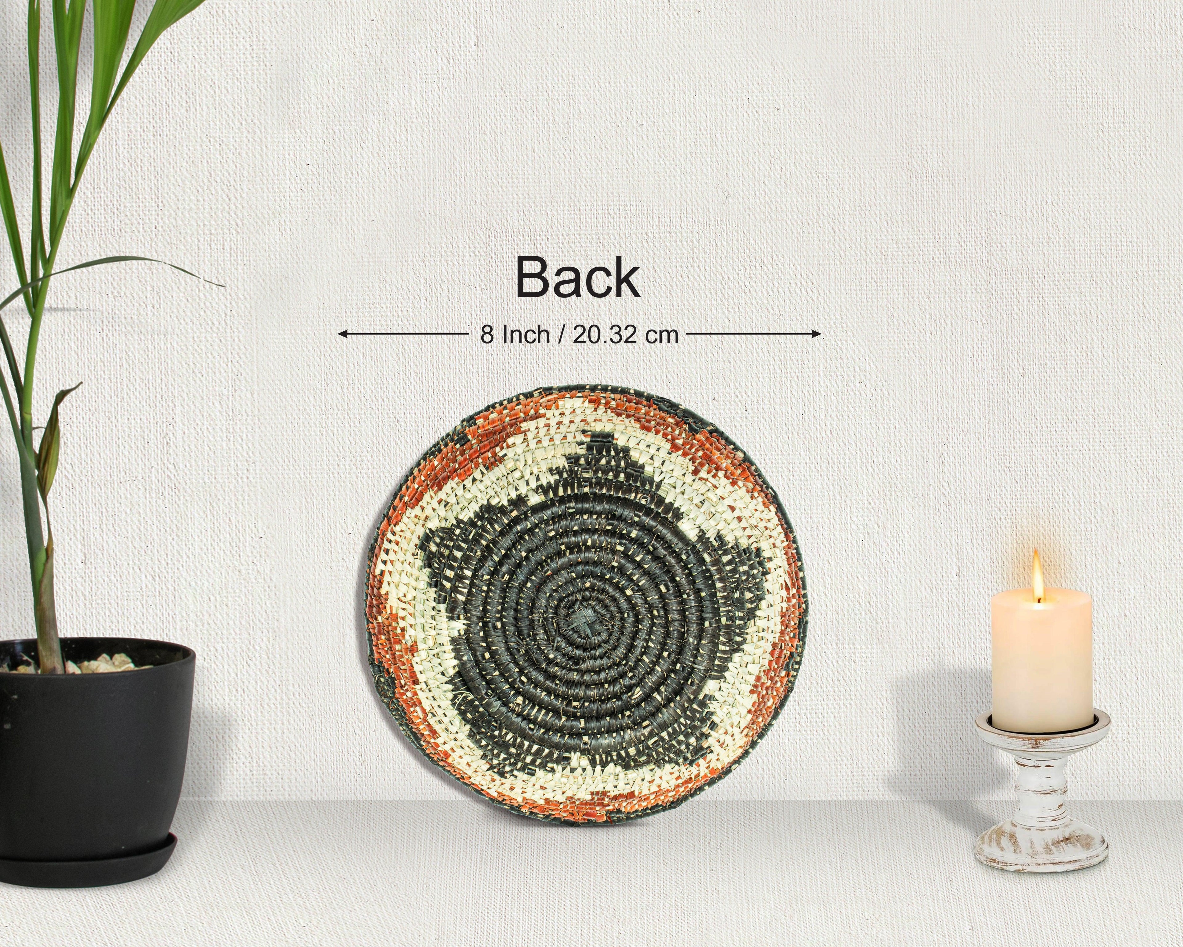 Asterisk Coiled Black Bowl Basket 8-inch LBW-437-7 B