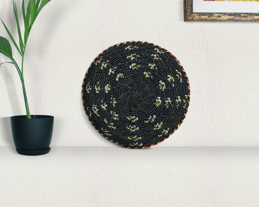 12" Dia Obsidian Galaxy Flat Basket