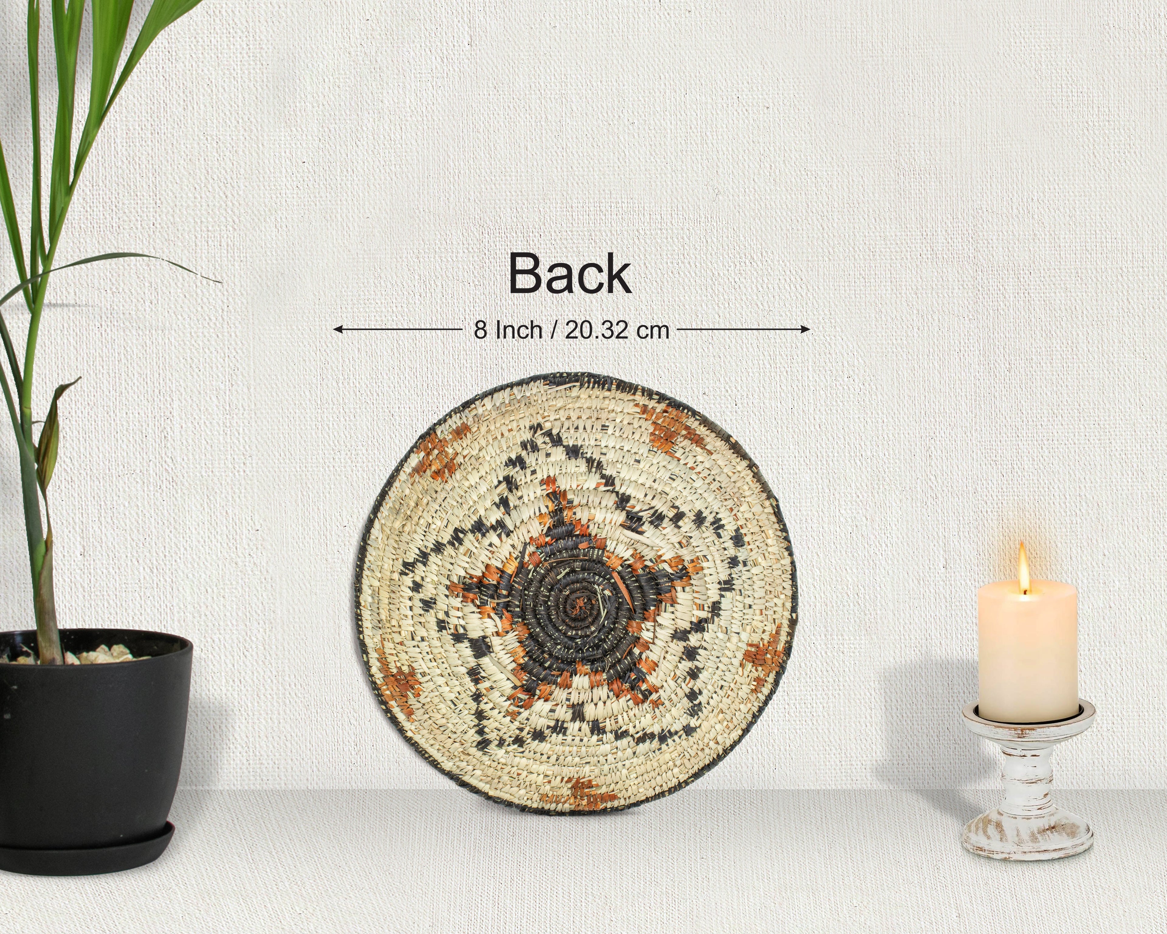 Aztec Glyph Natural Bowl Basket 8-inch LBW-458-7