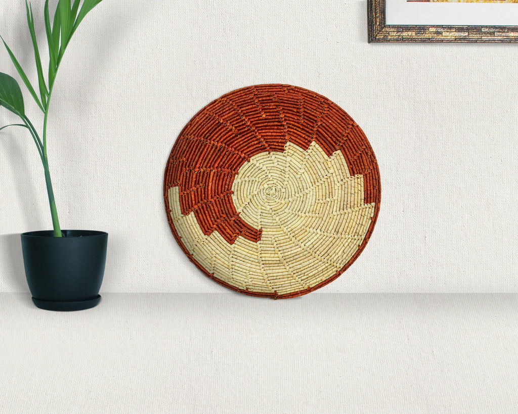 12" Dia Cinnabar Wash Flat Basket