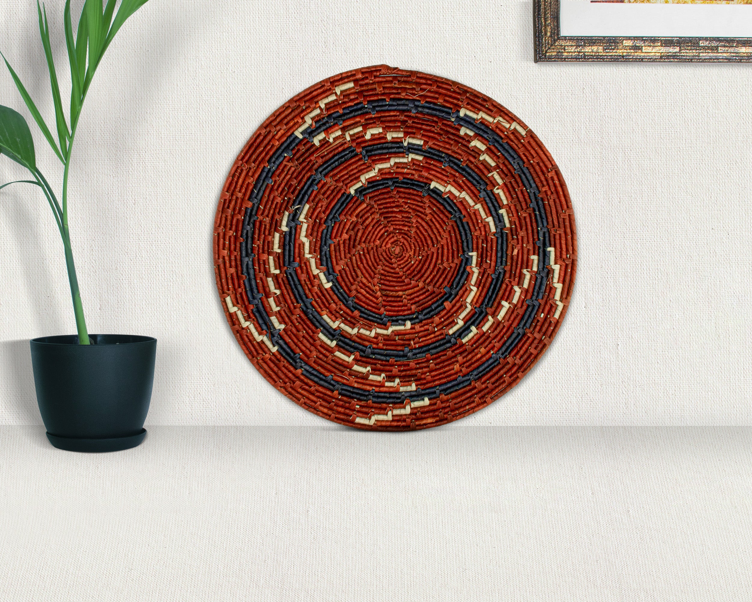 Red Waves Mat Wall Basket 14-inch MT-216-15