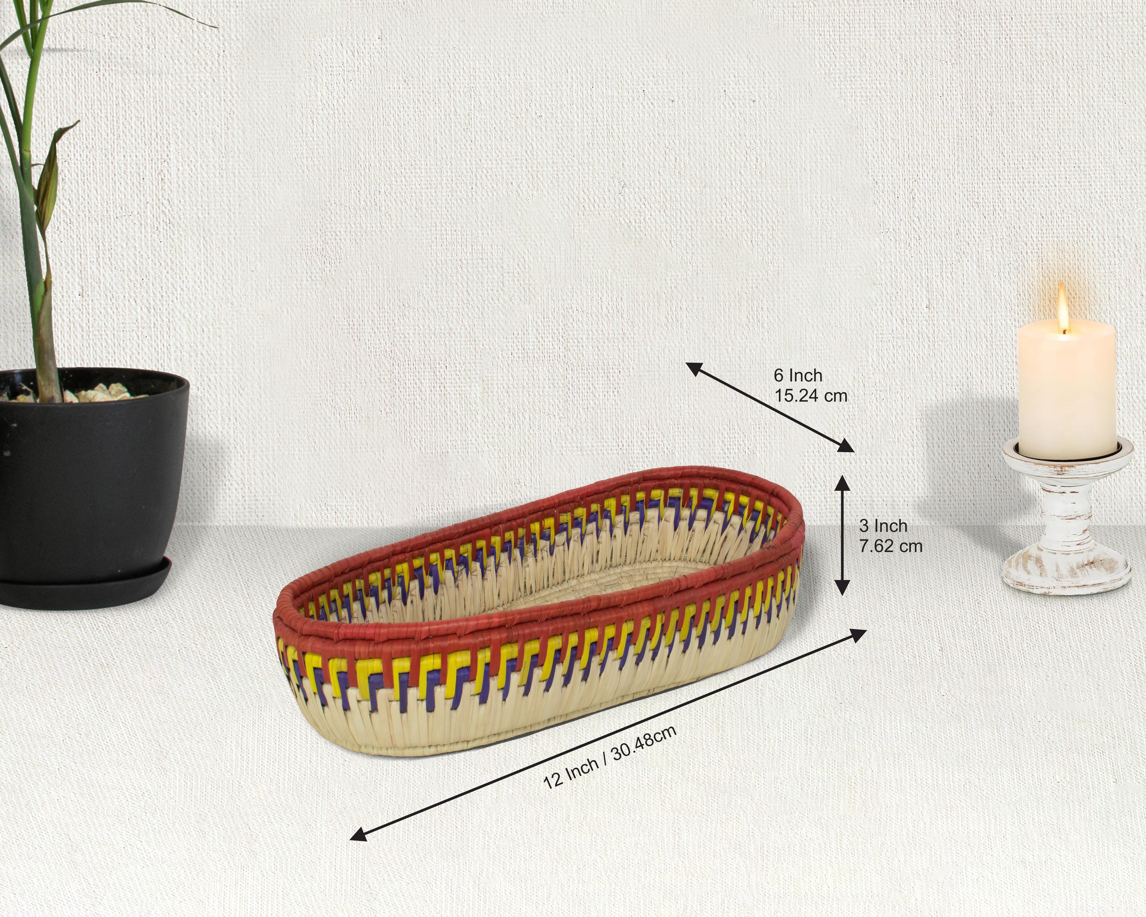 Brown & Natural Woven Oval Bread Tray OT-1006-L