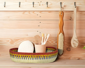 Brown & Natural Woven Table Basket