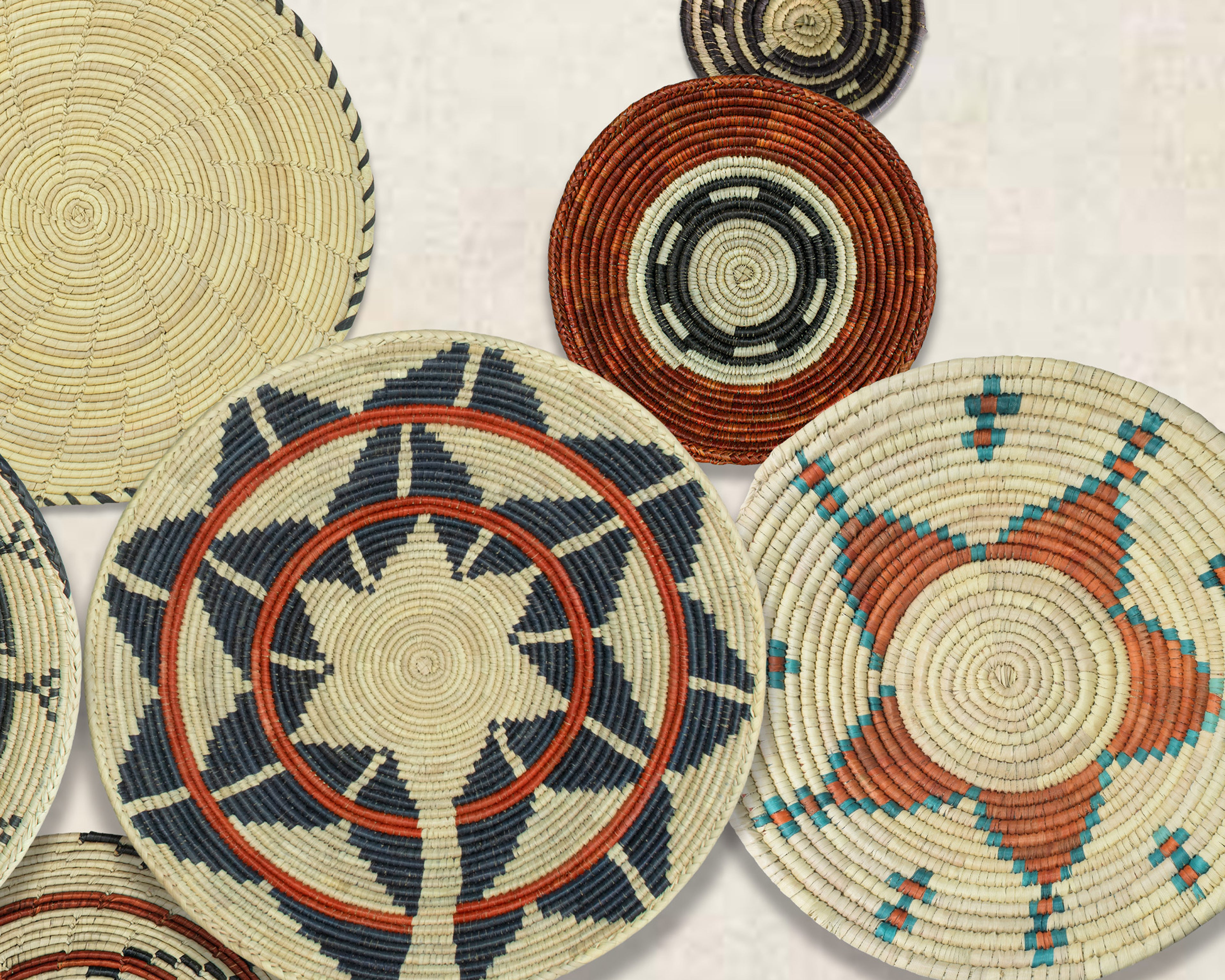 Set of 10 Handwoven wall baskets SET-404-10 N