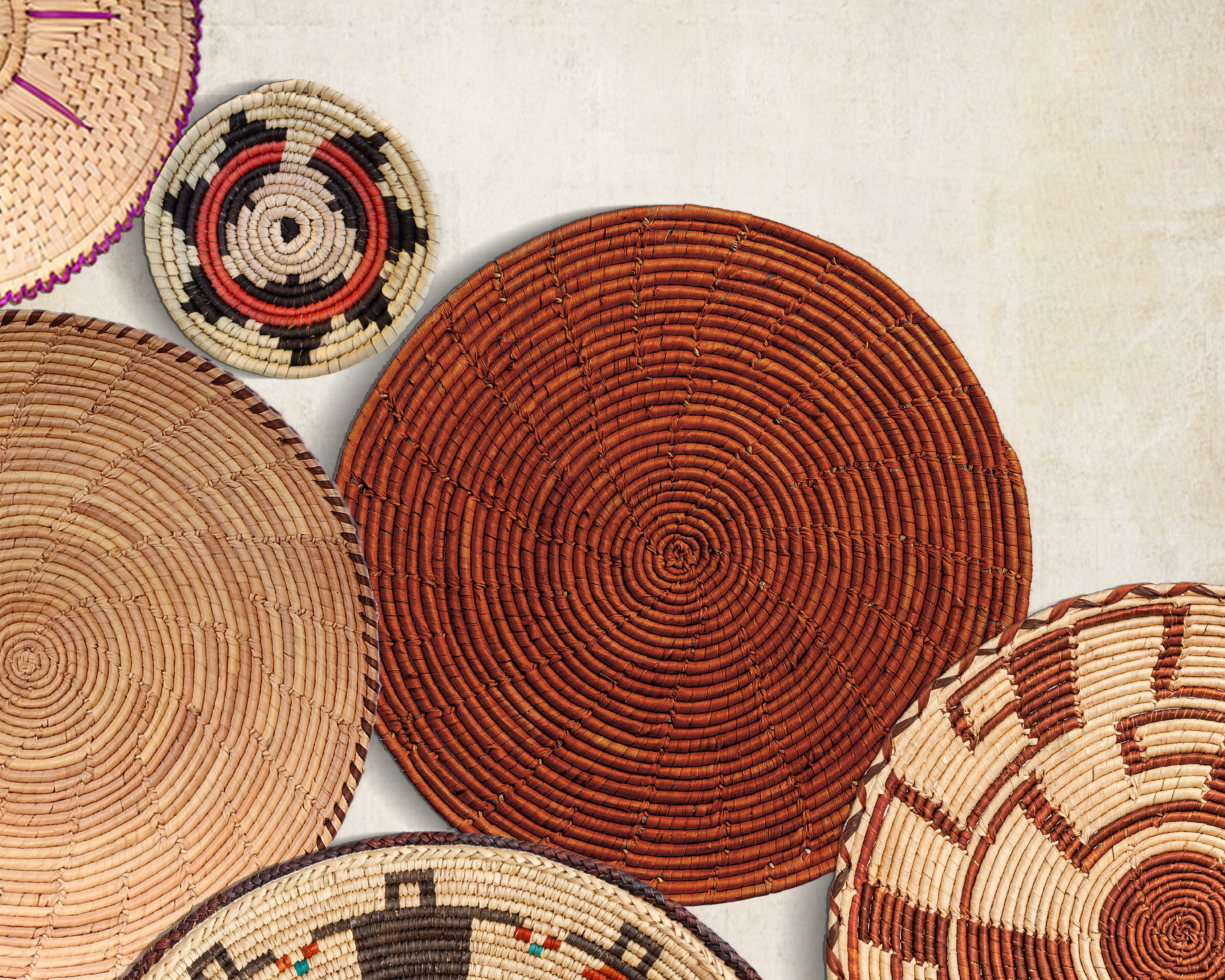 Set of 15 Handwoven wall baskets SET-126-15 N