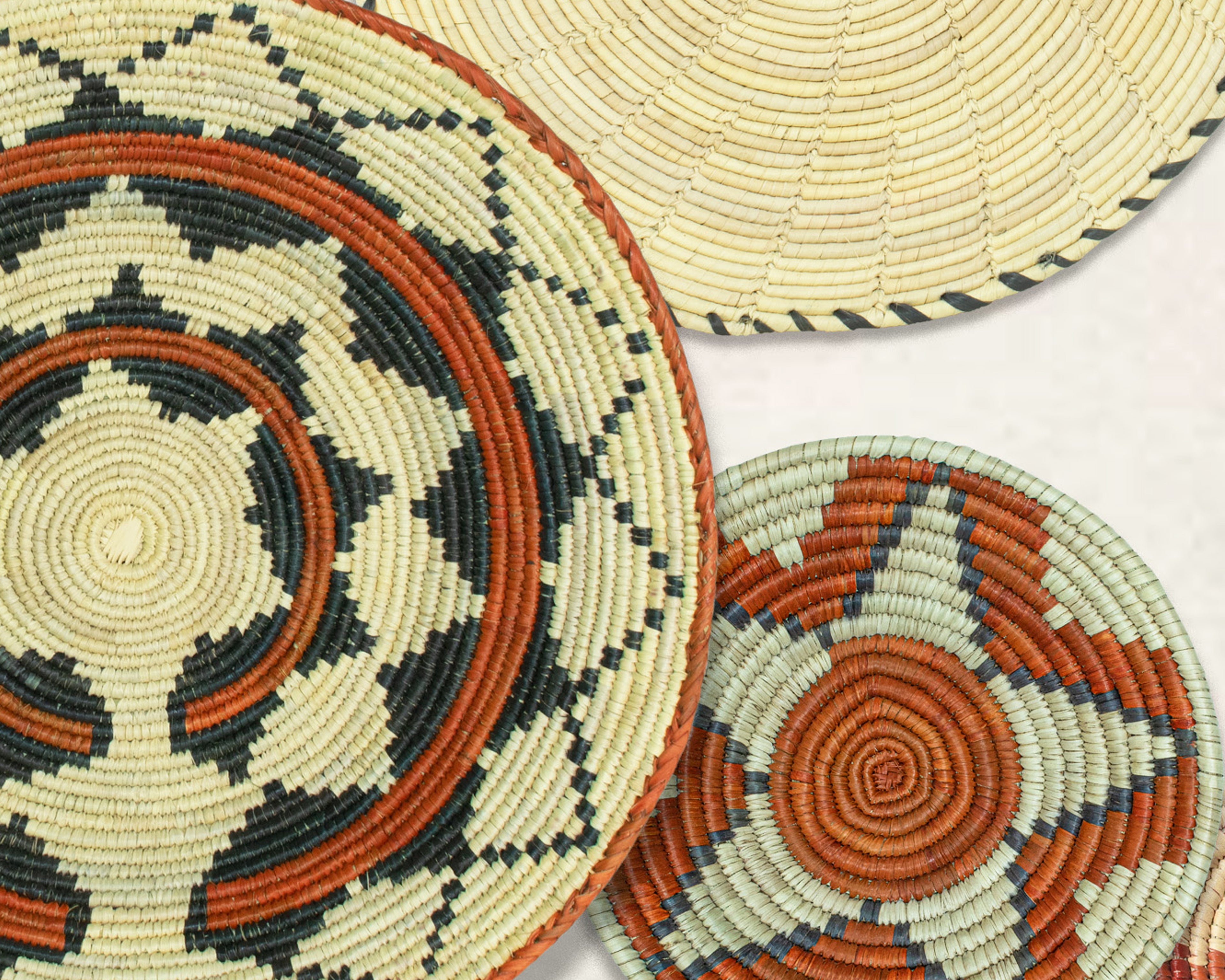 Set of 6 Handwoven wall baskets SET-396-6 N