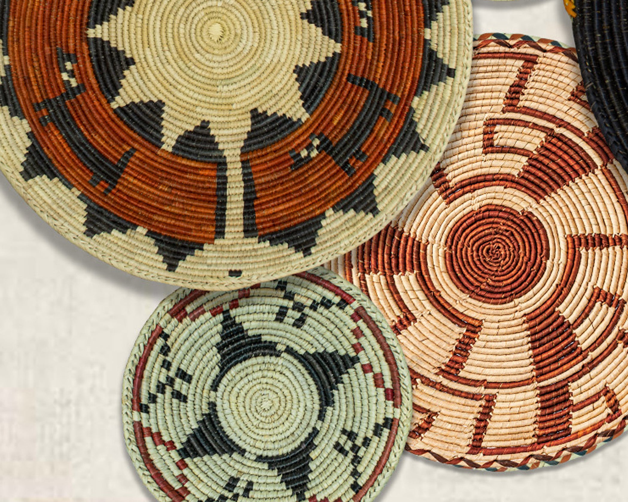 Set of 6 Handwoven wall baskets SET-269-6 N