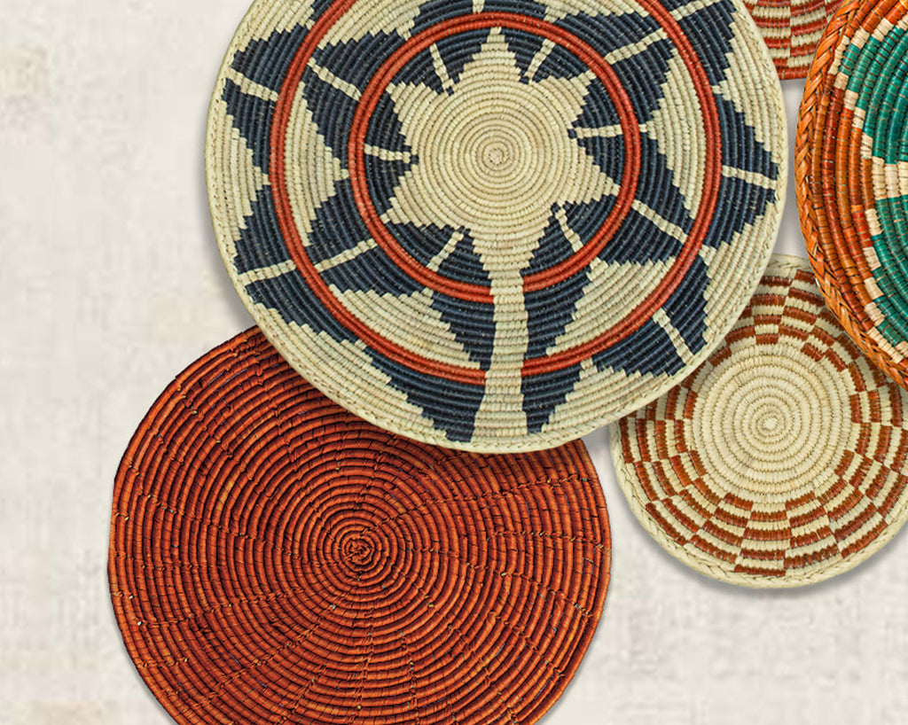 Set of 6 Handwoven wall baskets SET-276-6 N