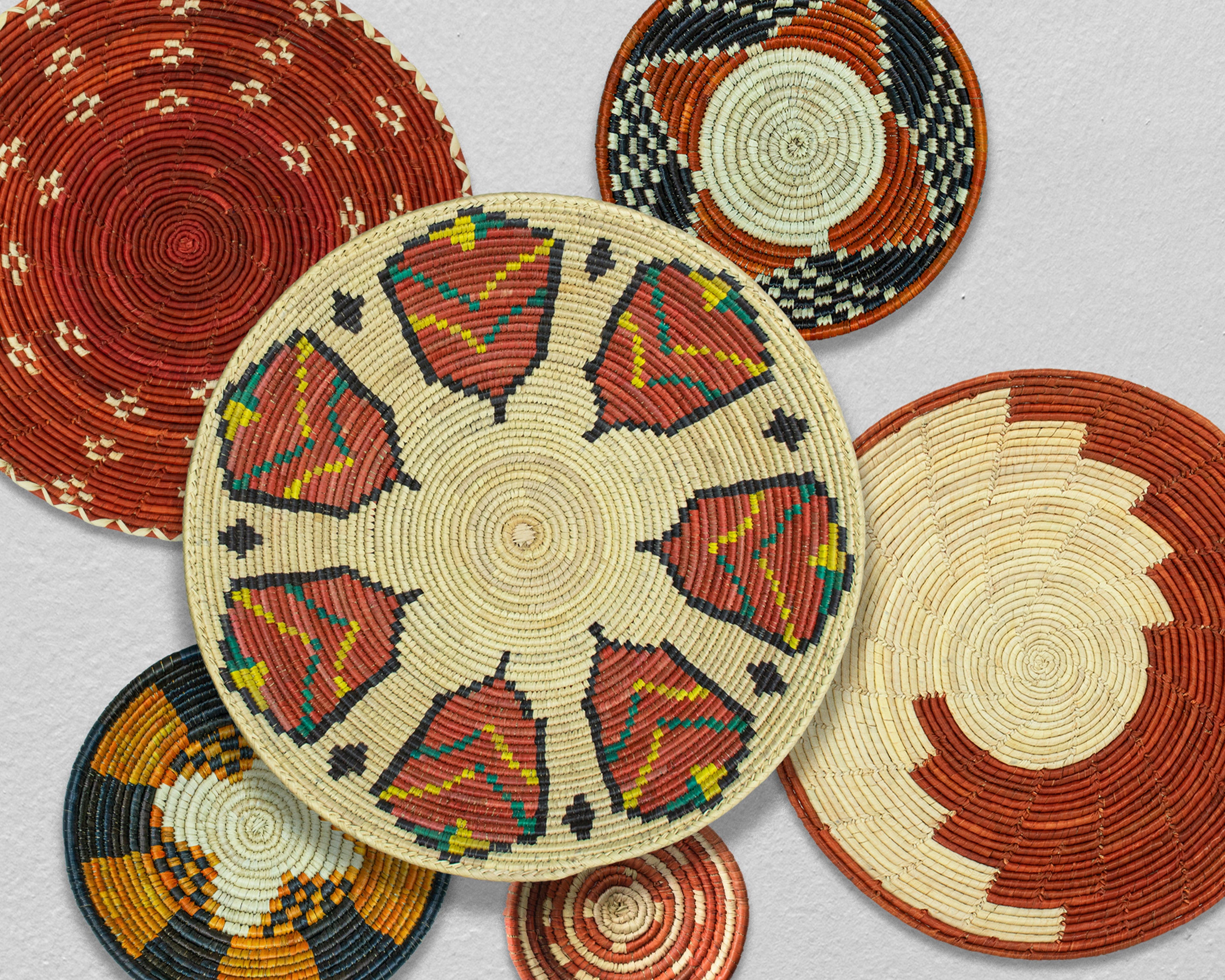 Set of 6 Handwoven wall baskets SET-388-6 N