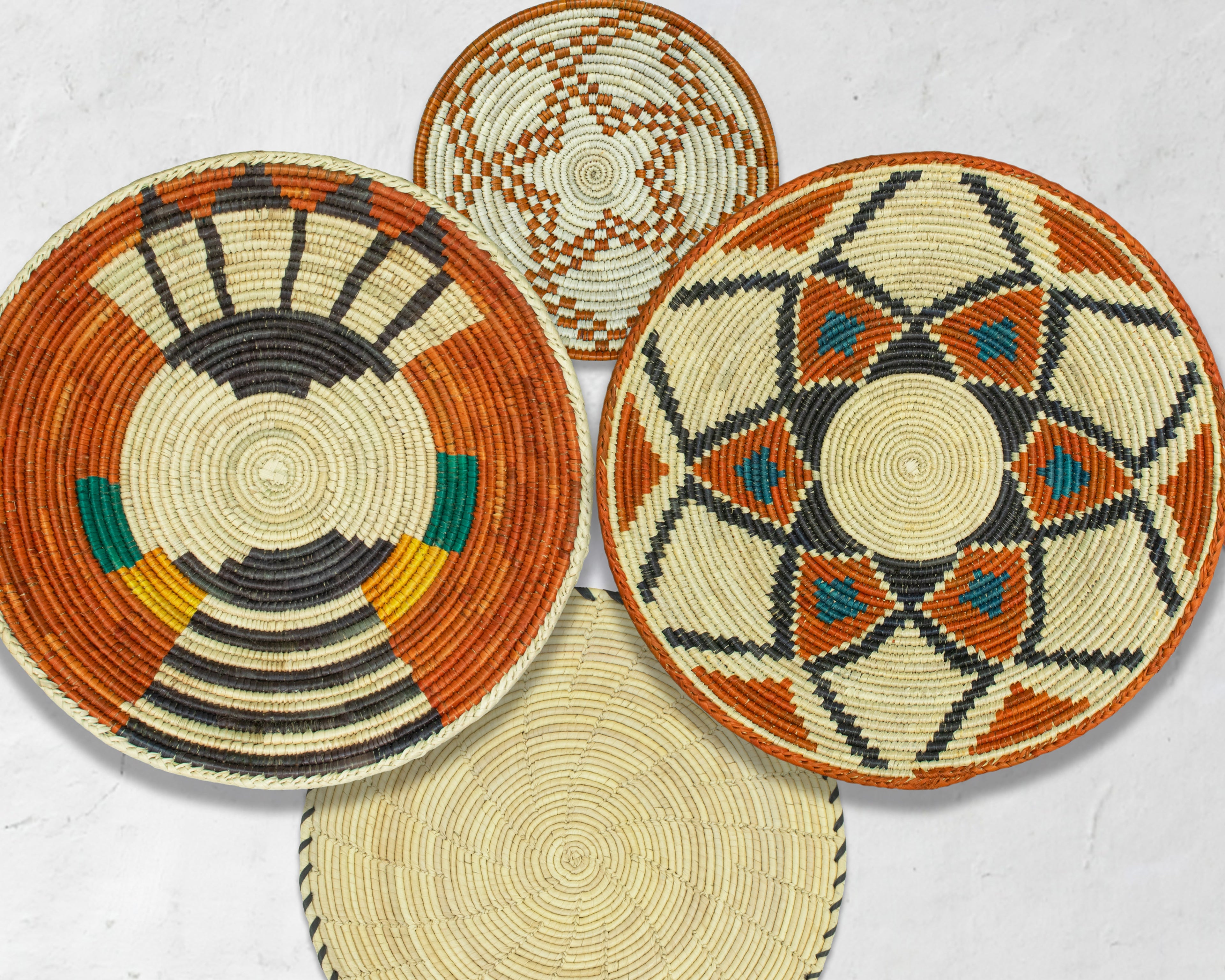 Set of 6 Handwoven wall baskets SET-398-6 N