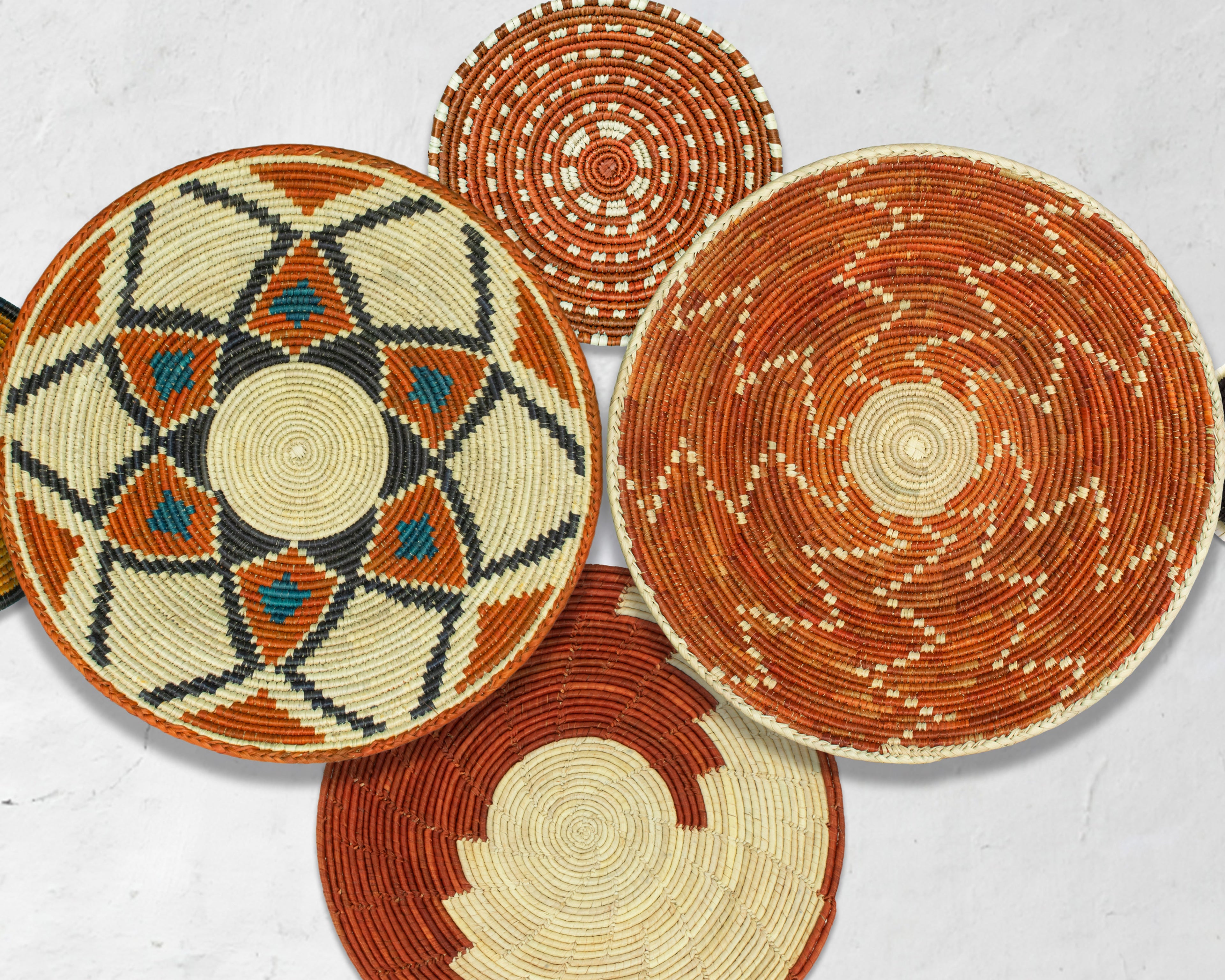 Set of 6 Handwoven wall baskets SET-399-6 N